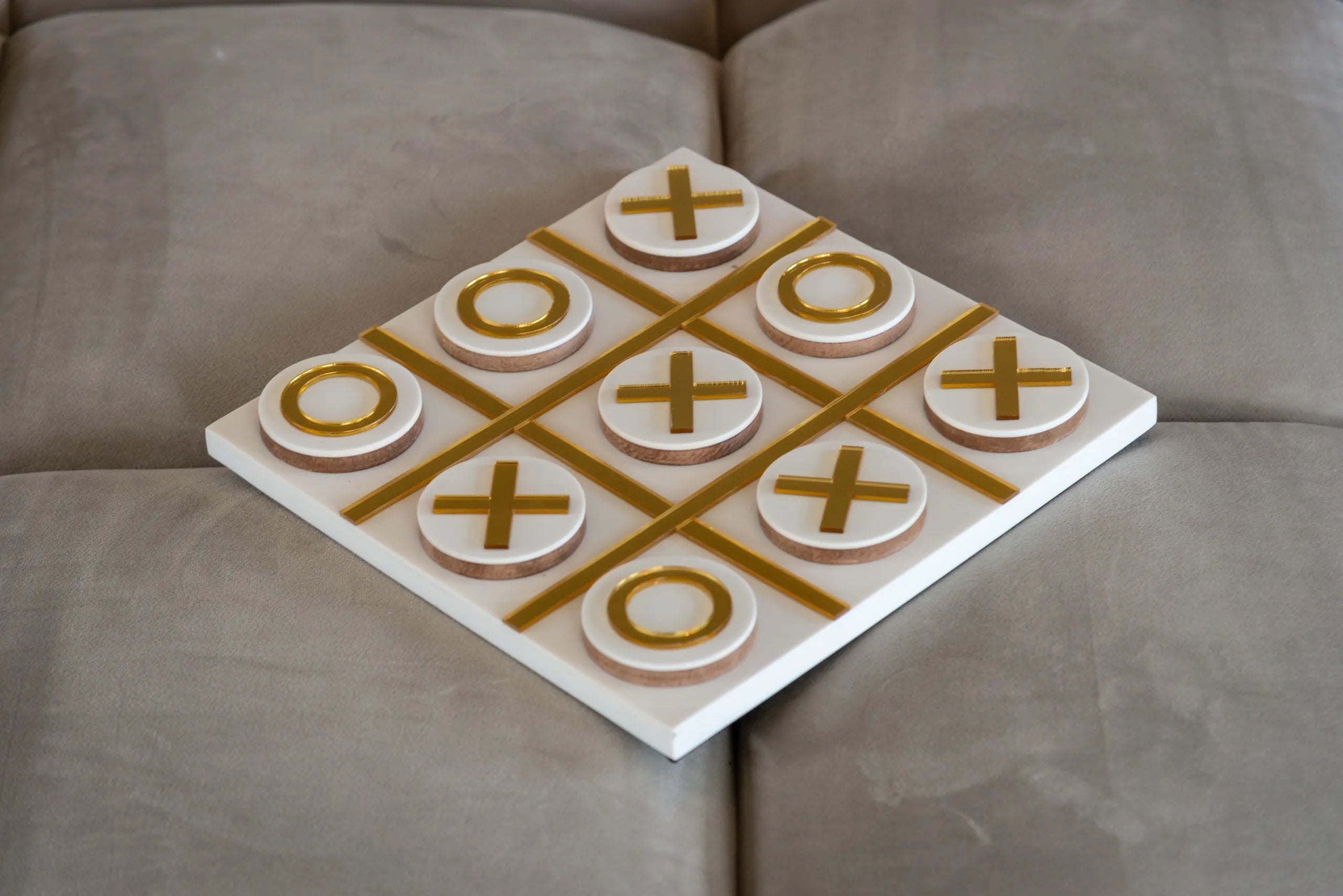 Richmond Interiors Maylie White & Gold Tic Tac Toe Board