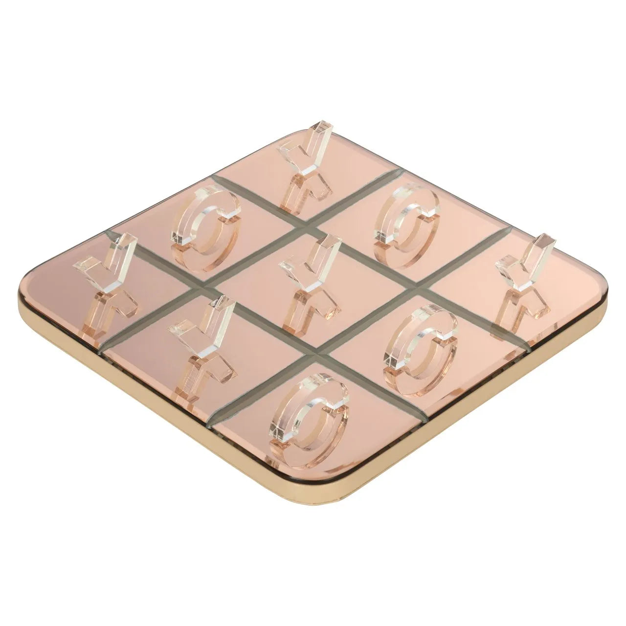 Richmond Interiors Caylin Gold & Tinted Mirrored Glass Tic Tac Toe Board