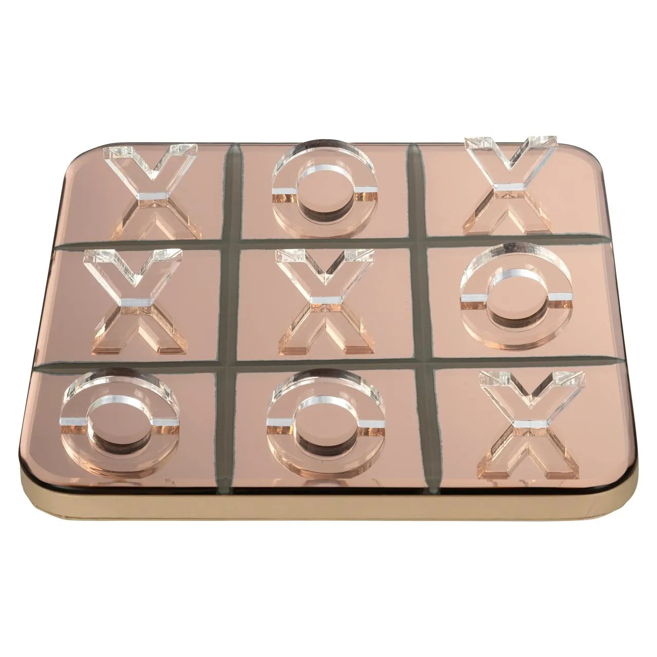 Richmond Interiors Caylin Gold & Tinted Mirrored Glass Tic Tac Toe Board