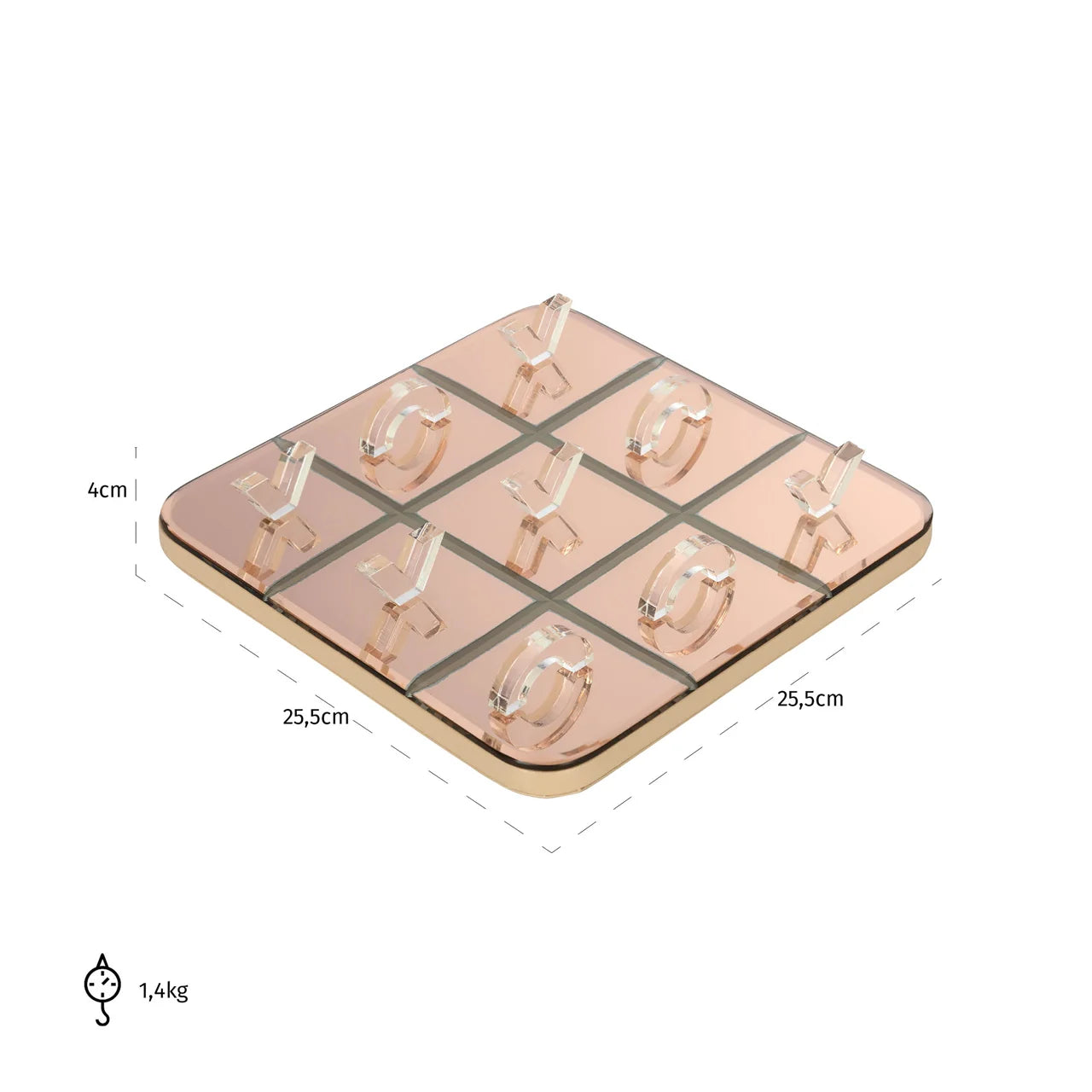 Richmond Interiors Caylin Gold & Tinted Mirrored Glass Tic Tac Toe Board