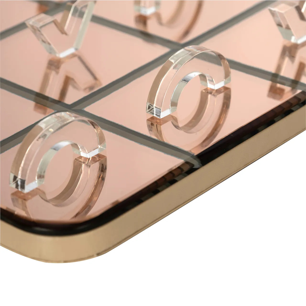 Richmond Interiors Caylin Gold & Tinted Mirrored Glass Tic Tac Toe Board