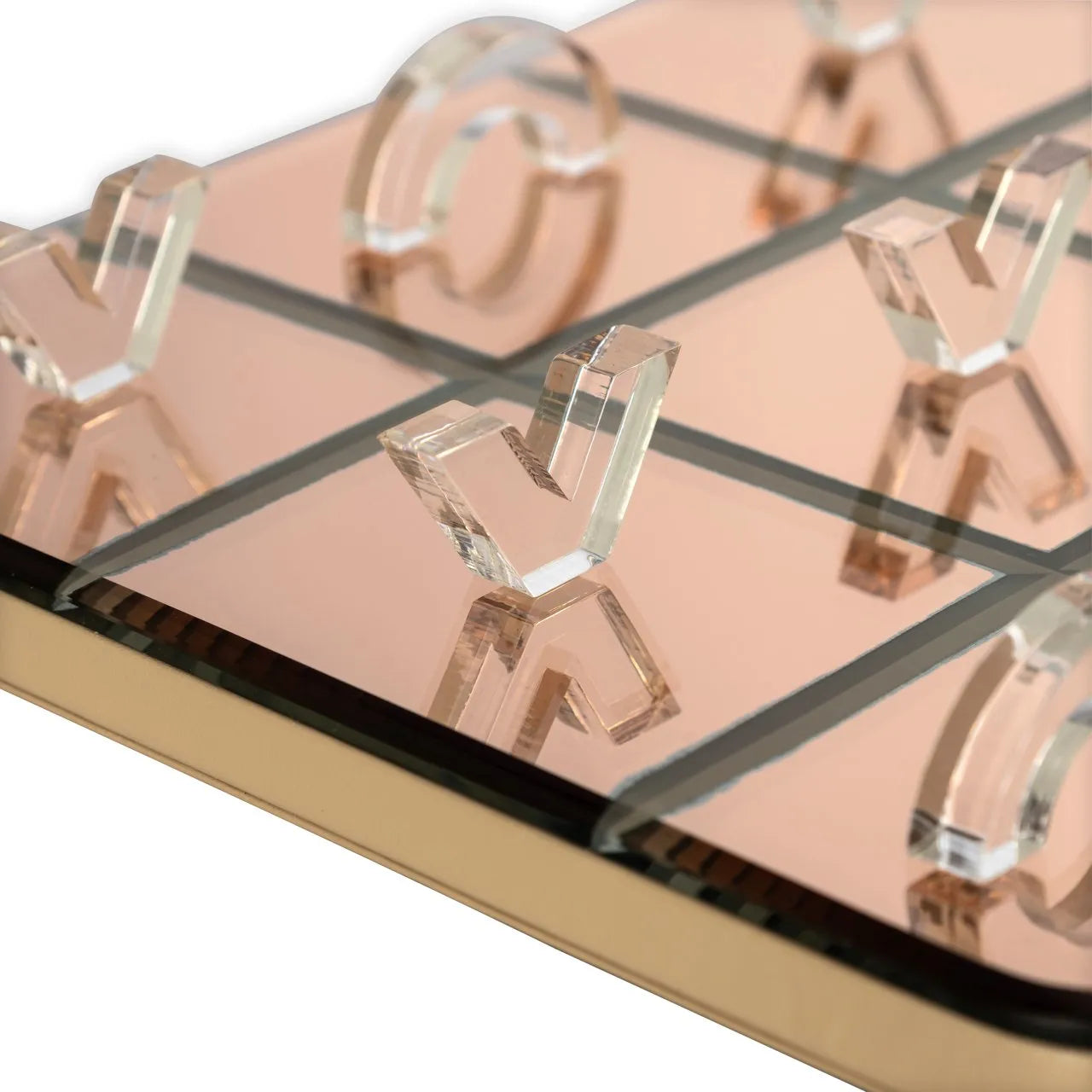 Richmond Interiors Caylin Gold & Tinted Mirrored Glass Tic Tac Toe Board