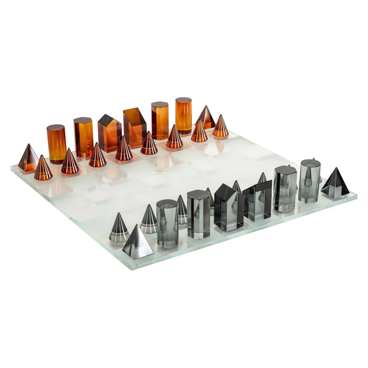 Richmond Interiors Zyenna Black & Orange Glass Chessboard
