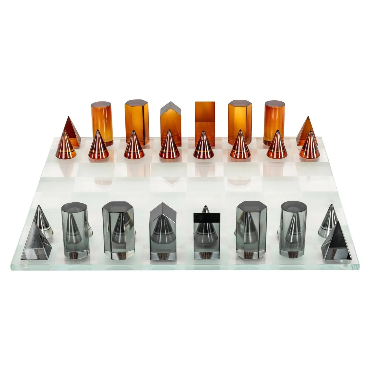 Richmond Interiors Zyenna Black & Orange Glass Chessboard