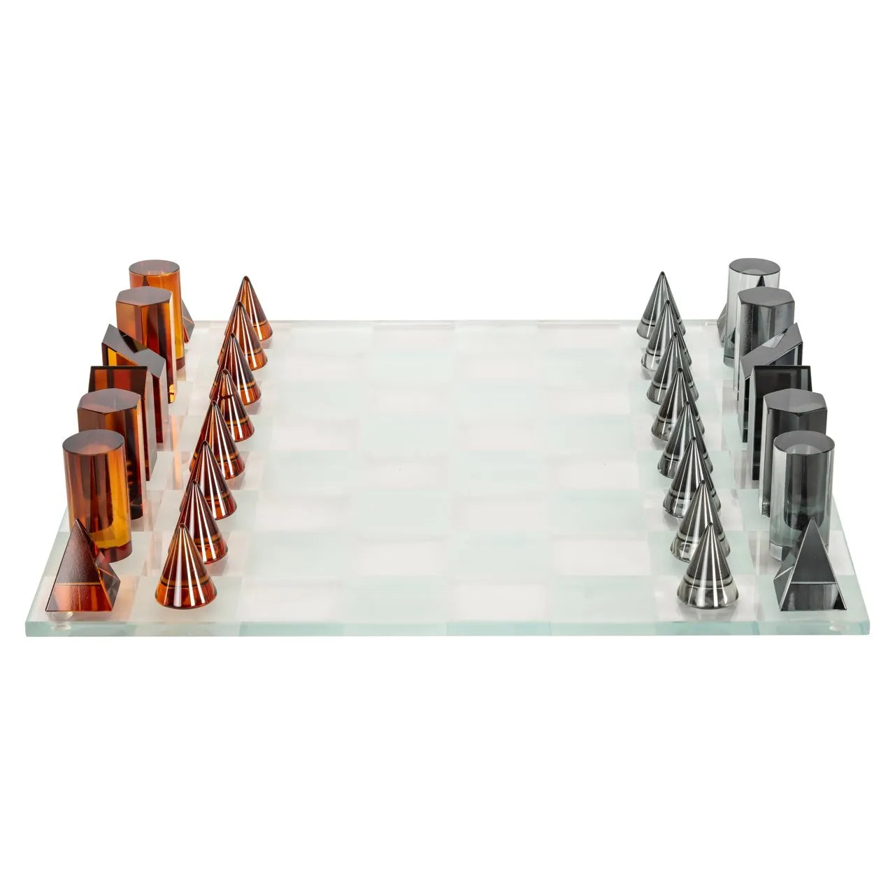Richmond Interiors Zyenna Black & Orange Glass Chessboard