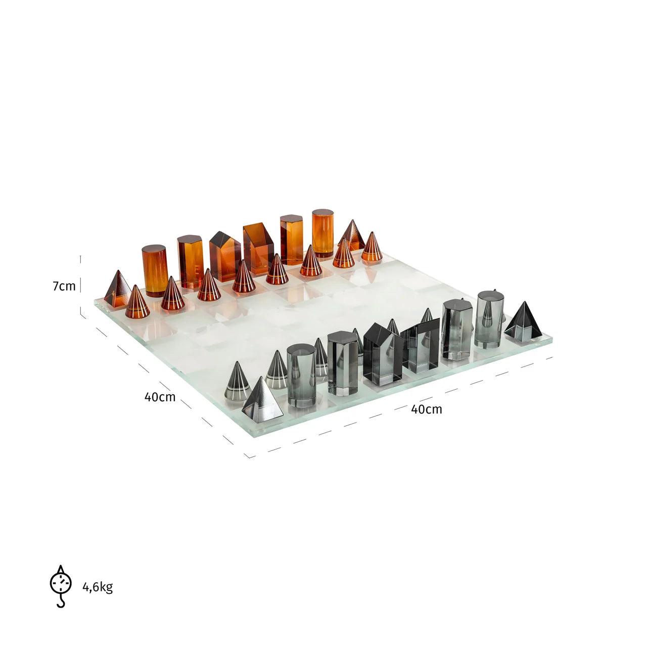 Richmond Interiors Zyenna Black & Orange Glass Chessboard