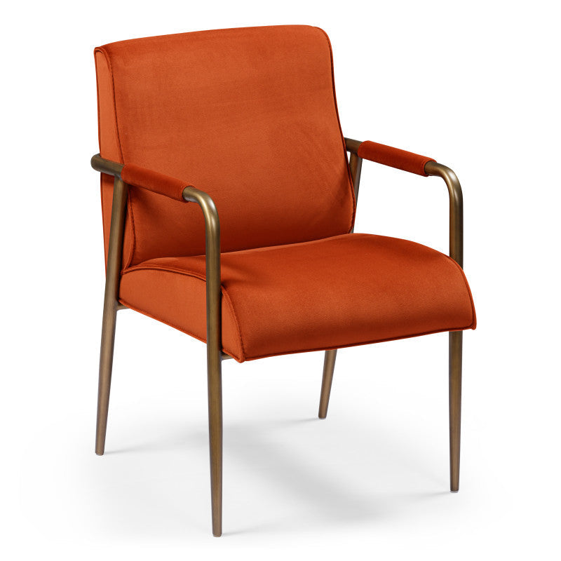 DI Designs Campden Rust Orange Velvet & Bronze Club Dining Chair