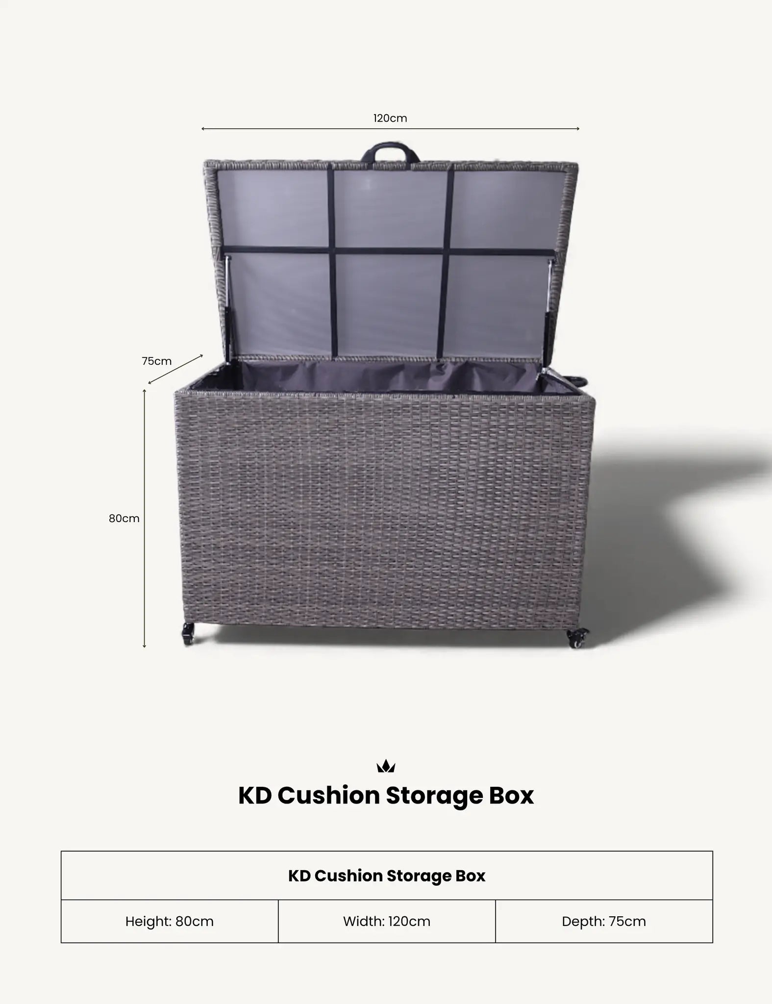 Charcoal Weave 510L Cushion Storage Box Black