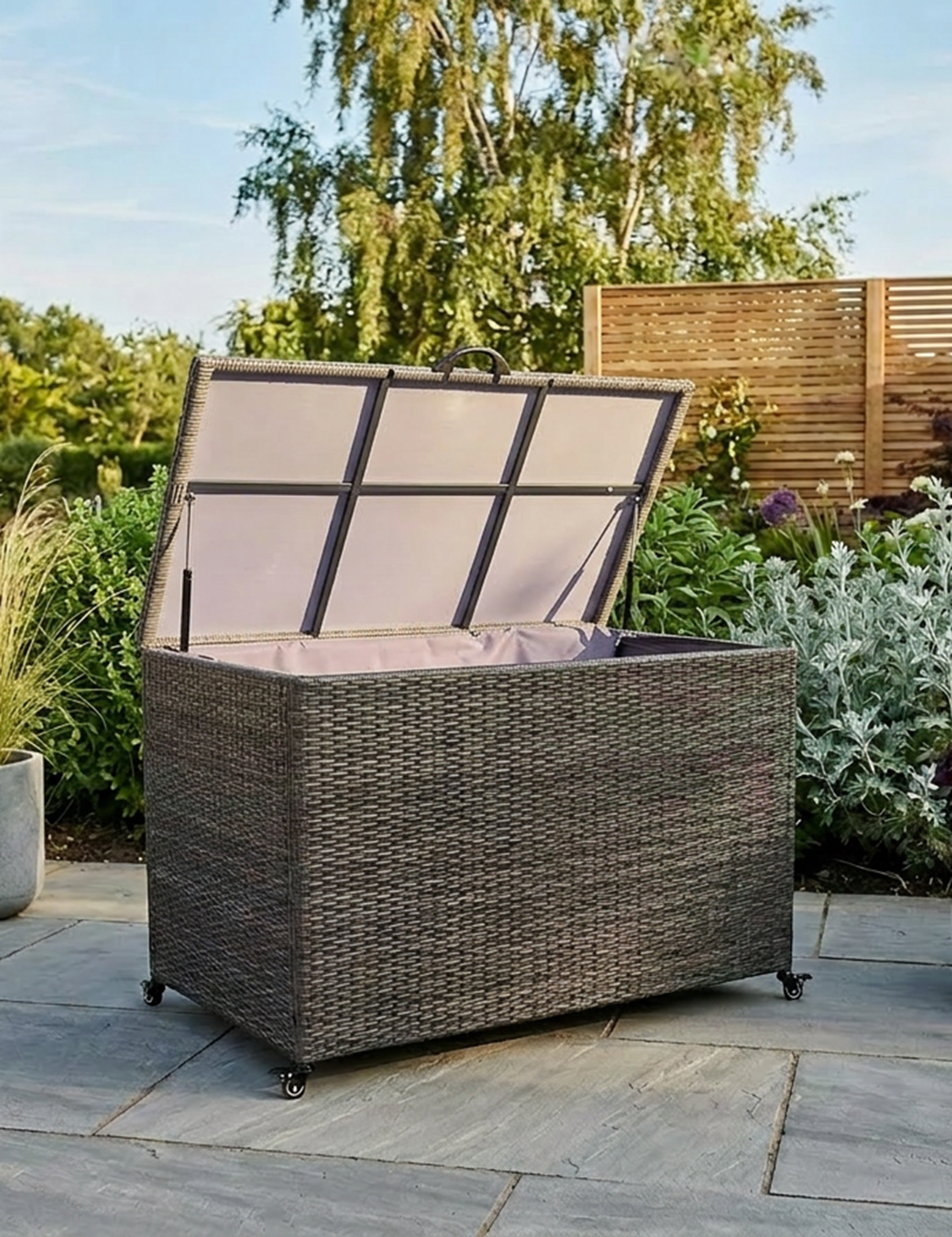 Charcoal Weave 510L Cushion Storage Box Black