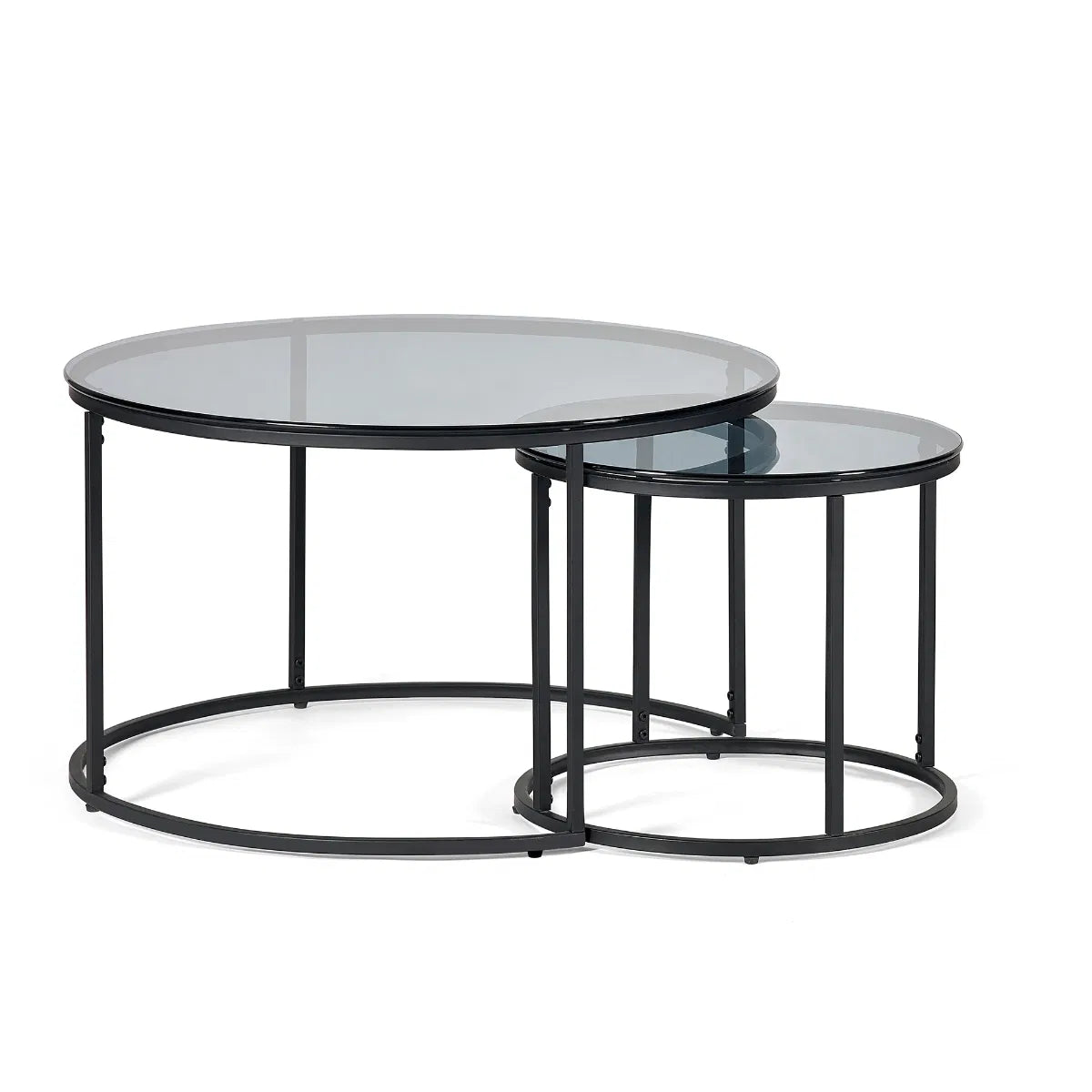 Mayfair Smoked Glass Round Nesting Coffee Tables