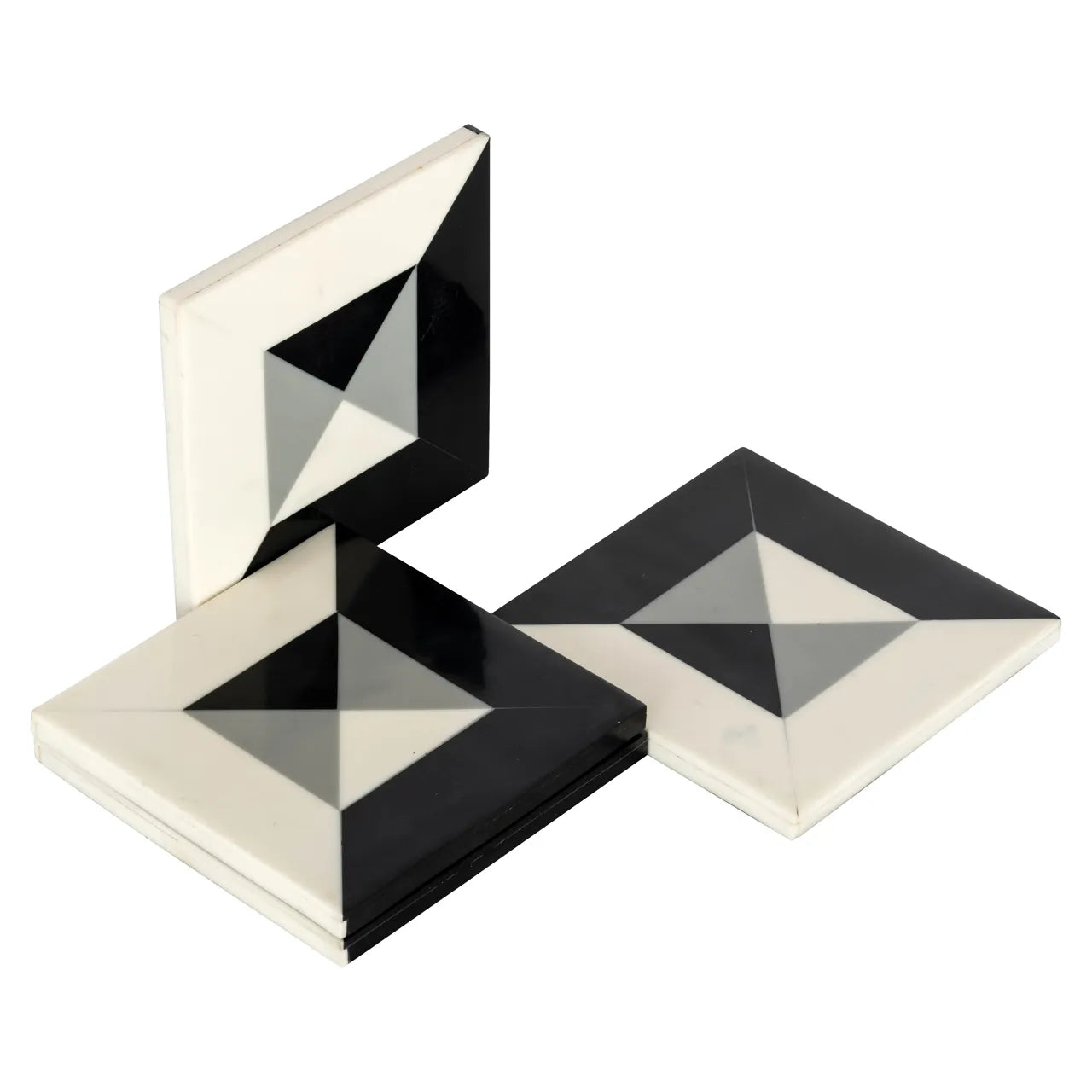 Set of 4 Richmond Interiors Louel Black & White Geometric Coasters