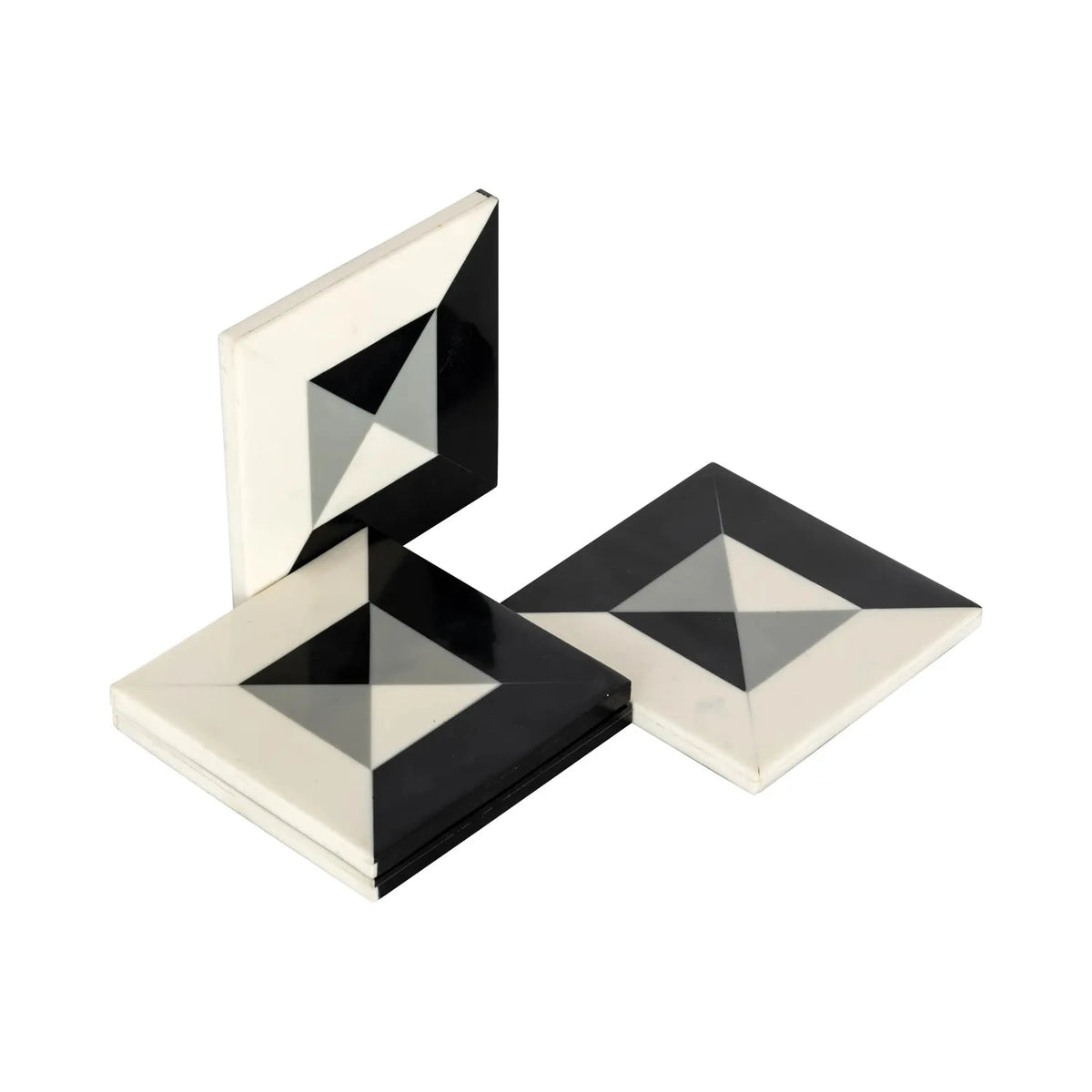 Set of 4 Richmond Interiors Louel Black & White Geometric Coasters