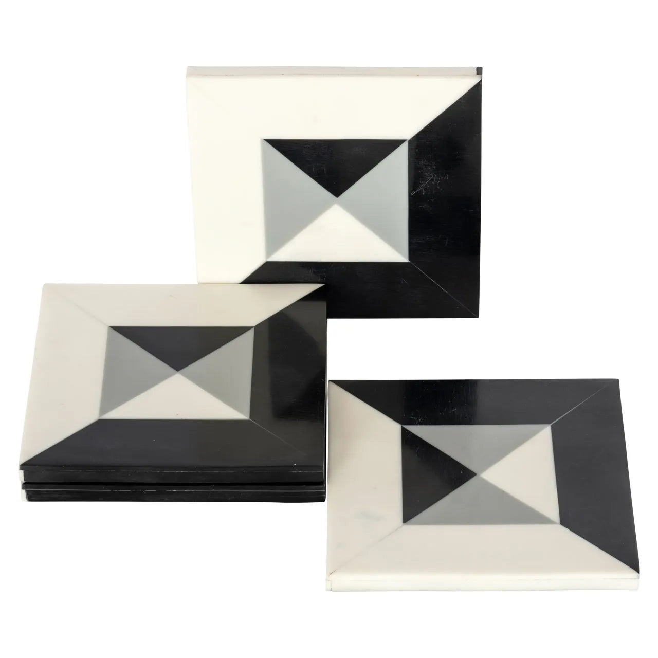 Set of 4 Richmond Interiors Louel Black & White Geometric Coasters