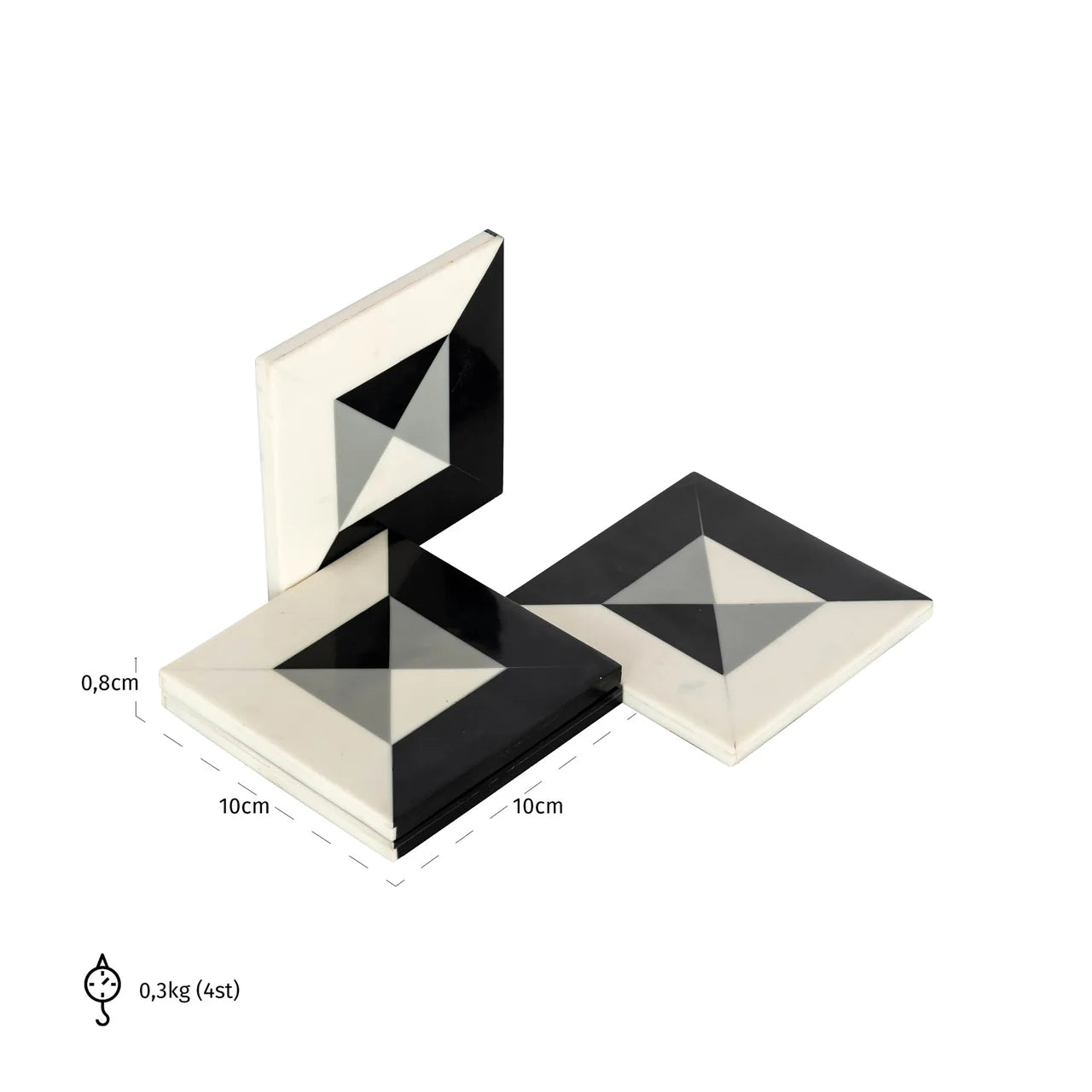 Set of 4 Richmond Interiors Louel Black & White Geometric Coasters