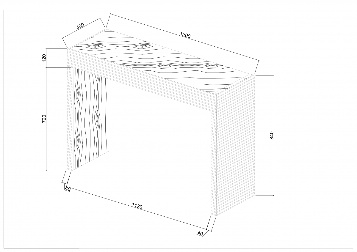 DI Designs Wickham Natural Oak Wood Ribbed Console Table