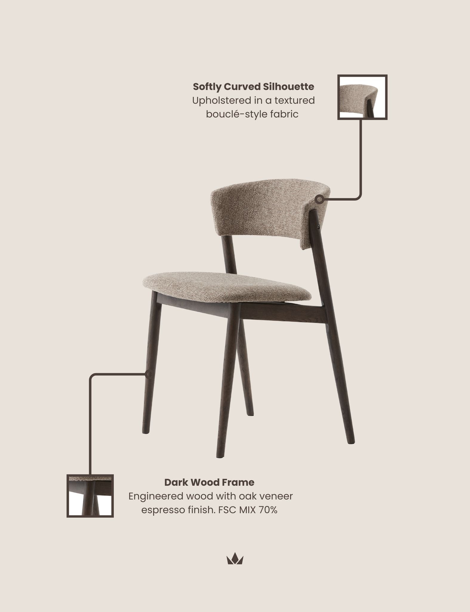 Portbello Brown Wood Dining Chairs - Set of 2