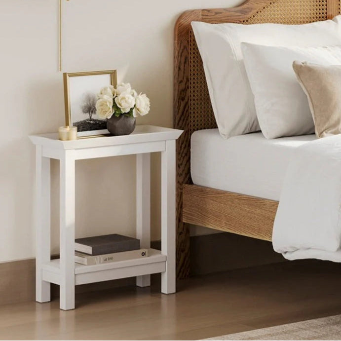 Cote White Lacquered Finish Side Table