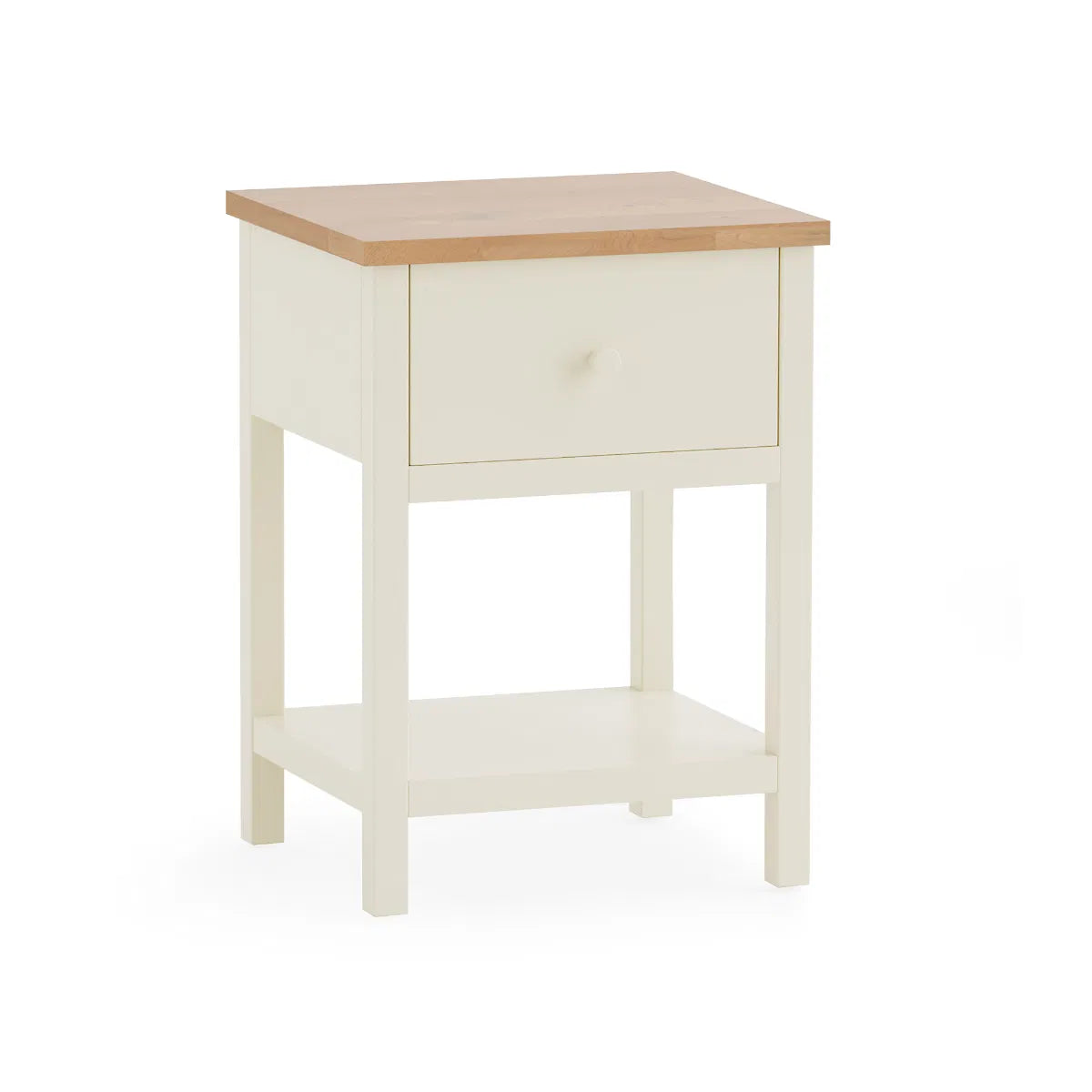 Osborne Solid Oak Wood Ivory Bedside Table | 1 Drawer