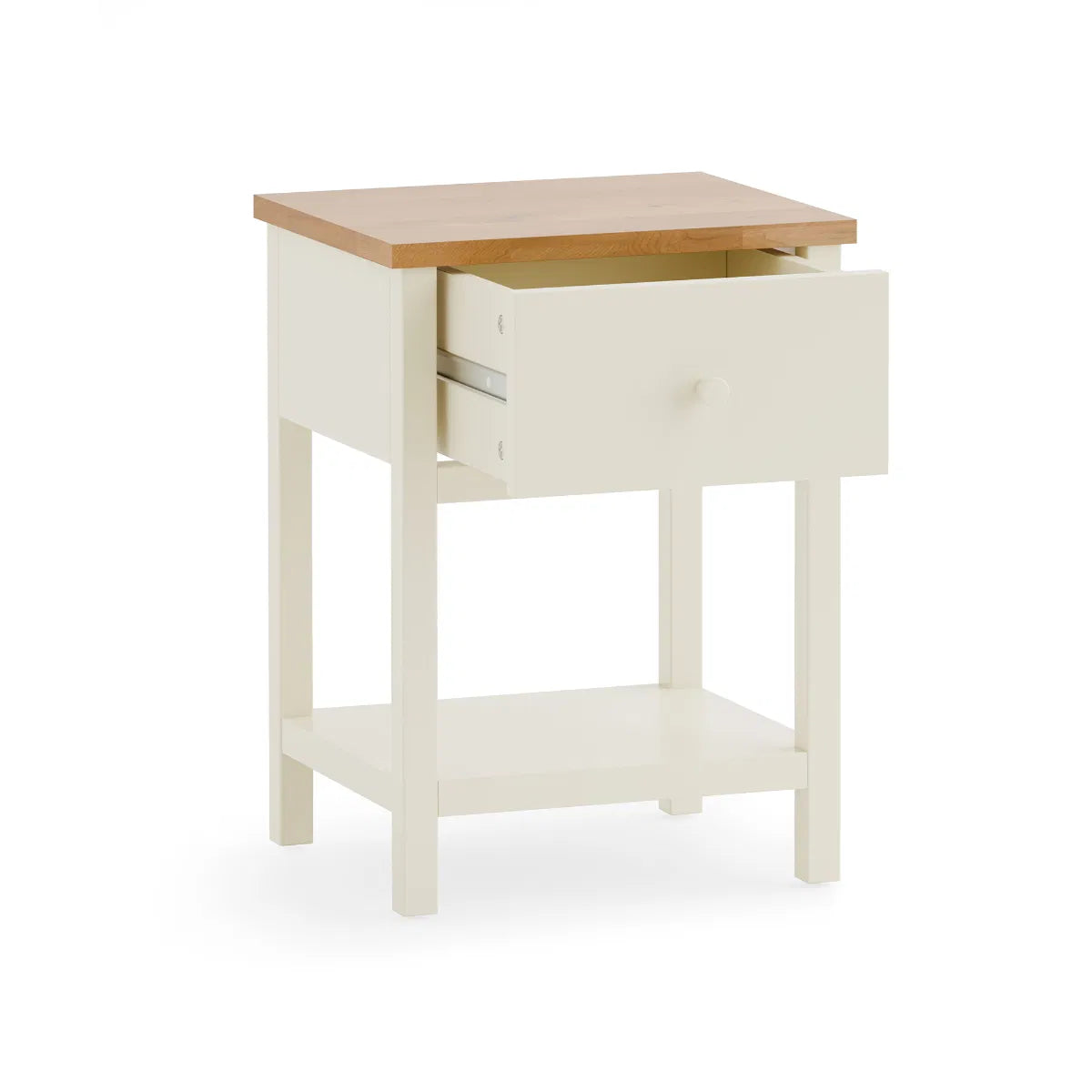Osborne Solid Oak Wood Ivory Bedside Table | 1 Drawer