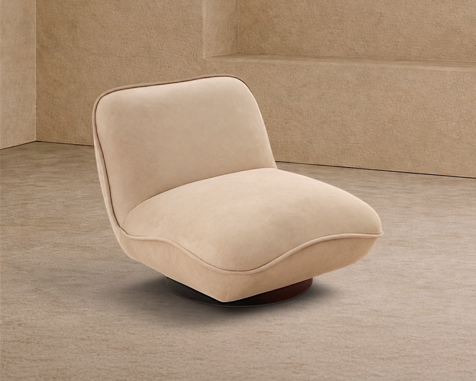 Algar Hopper Desert Chenille and Matt Black Metal Swivel Armchair Crib 5