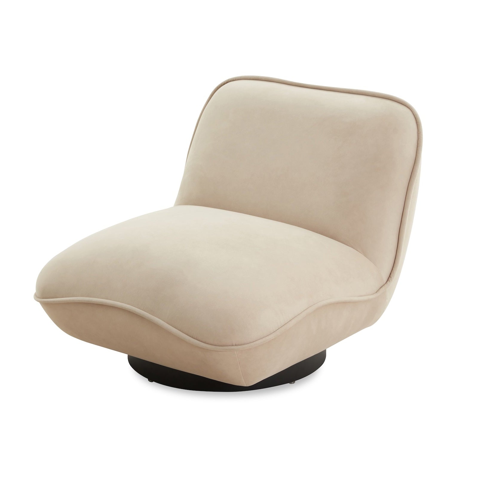 Algar Hopper Desert Chenille and Matt Black Metal Swivel Armchair Crib 5