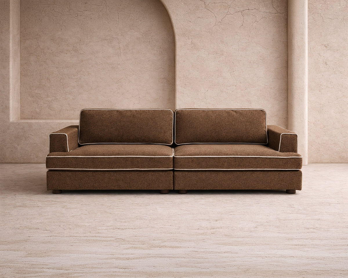 Cameron Capella Fennel Seed Chenille & Sand Piping 3 Seater Sofa