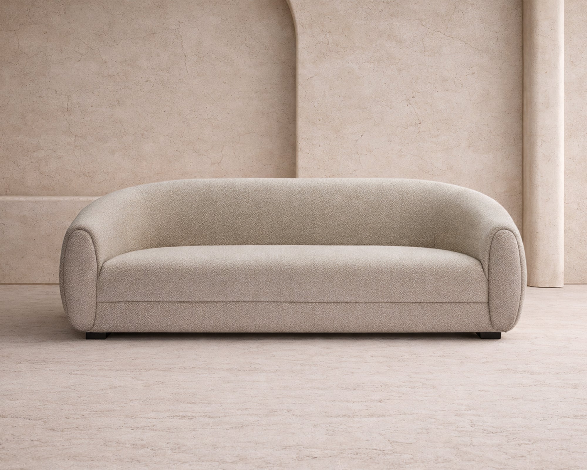 Voltaire Sofa - Capella Sand - Dark Brown Solid Wood