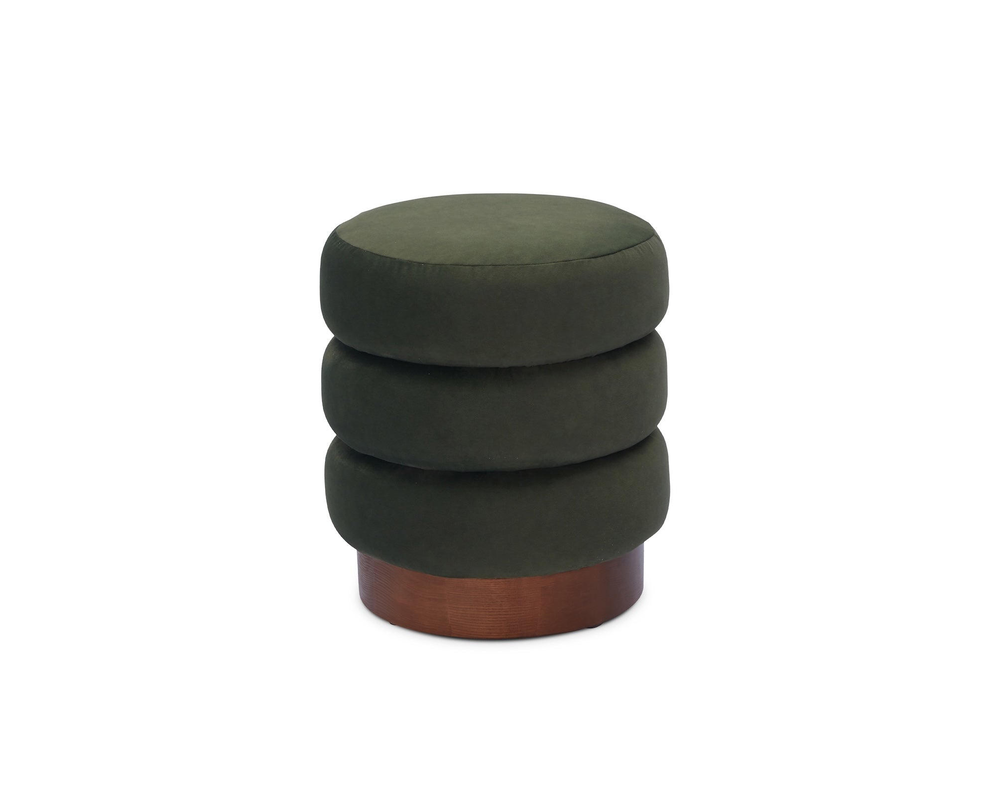 Trace Hopper Moss Velvet Mid Brown Oak Solid Wood Footstool
