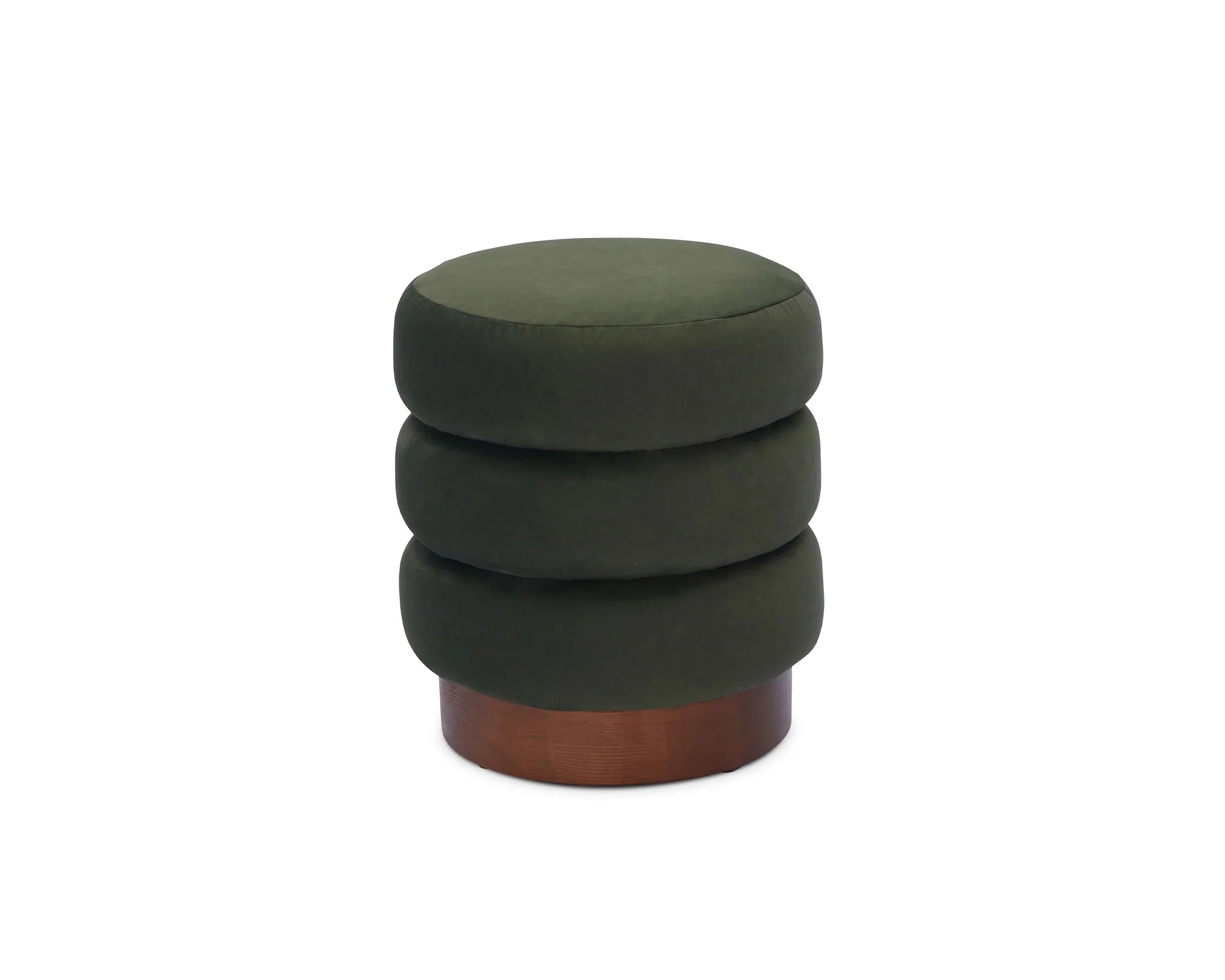 Trace Hopper Moss Velvet Mid Brown Oak Solid Wood Footstool