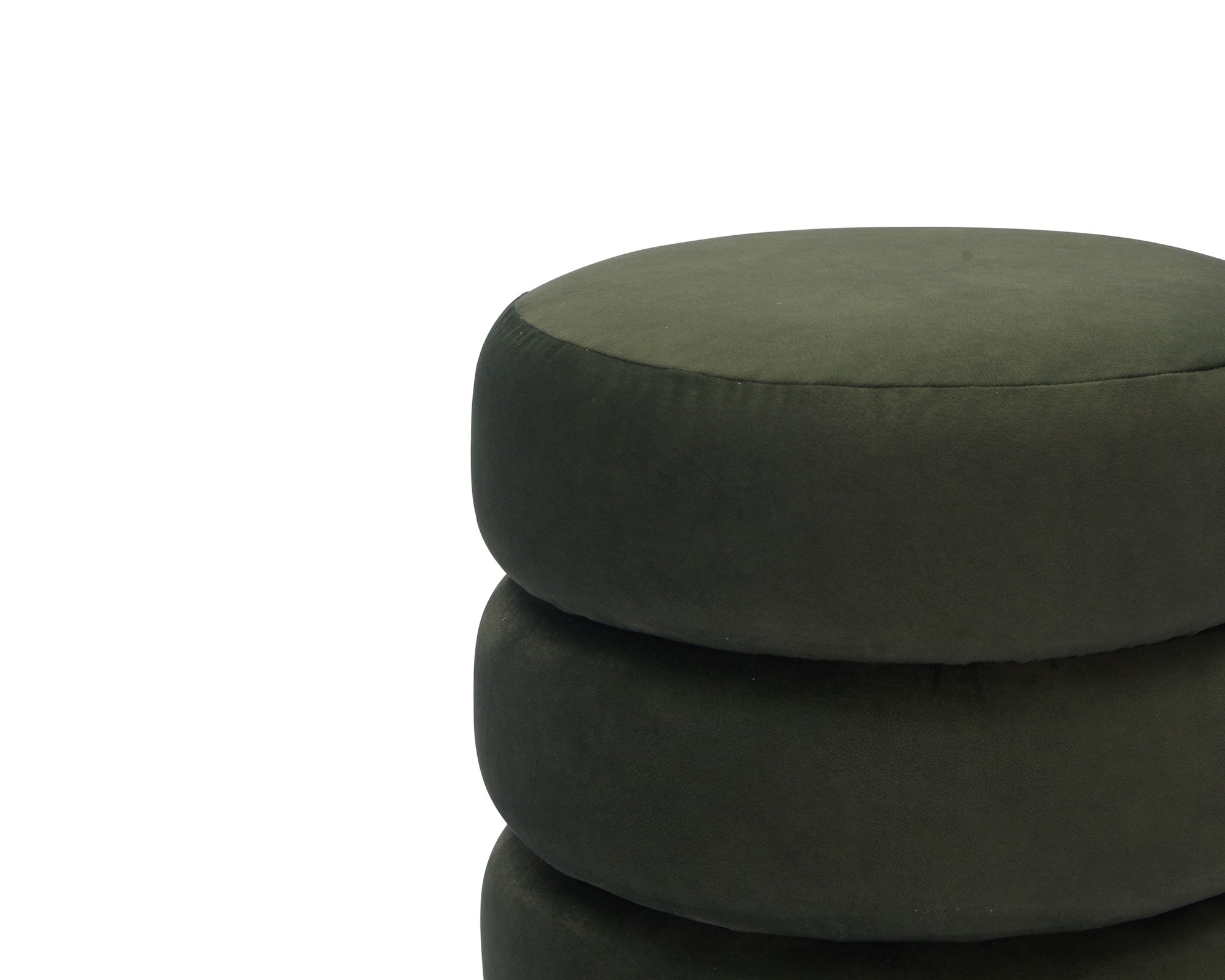 Trace Hopper Moss Velvet Mid Brown Oak Solid Wood Footstool