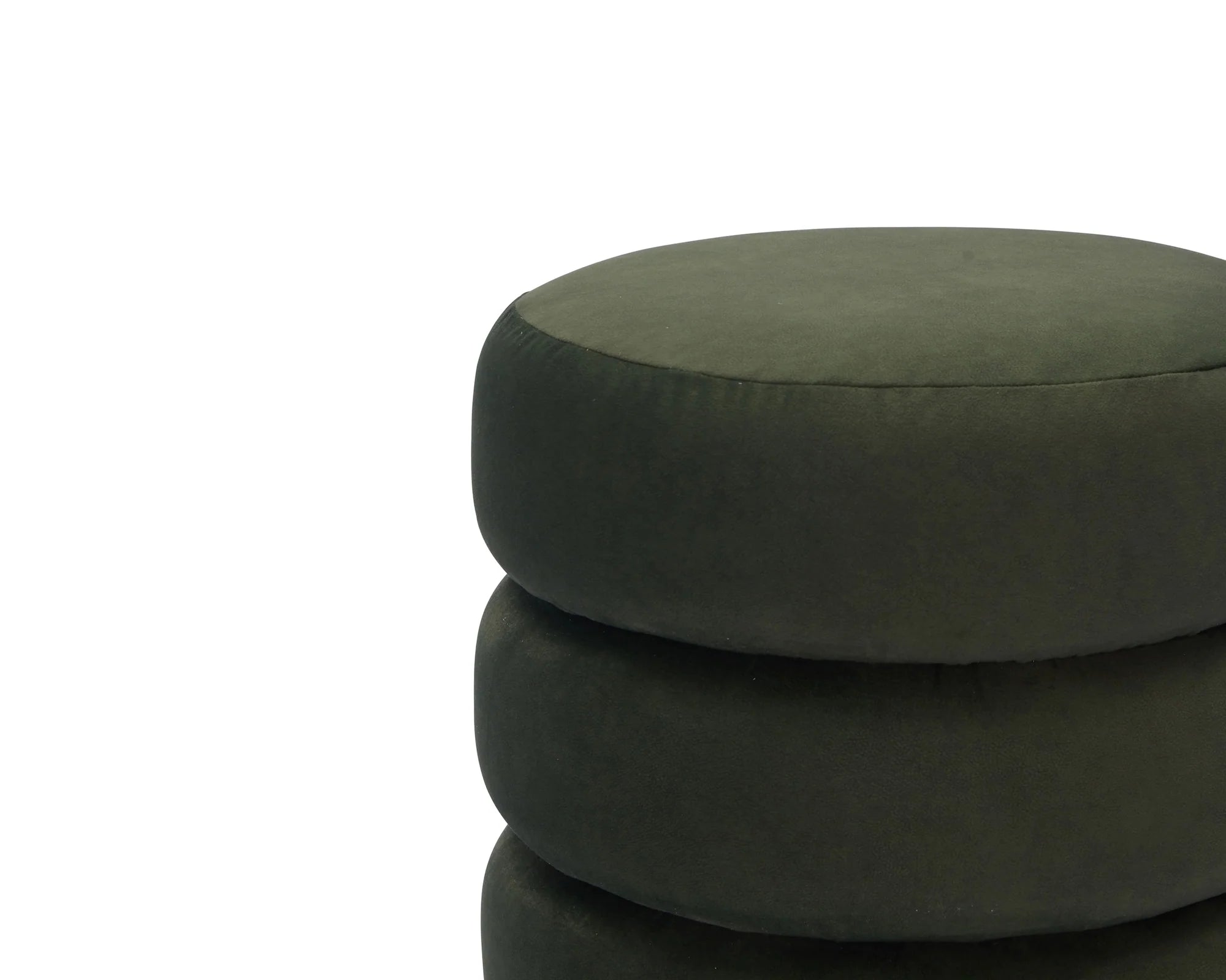 Trace Hopper Moss Velvet Mid Brown Oak Solid Wood Footstool