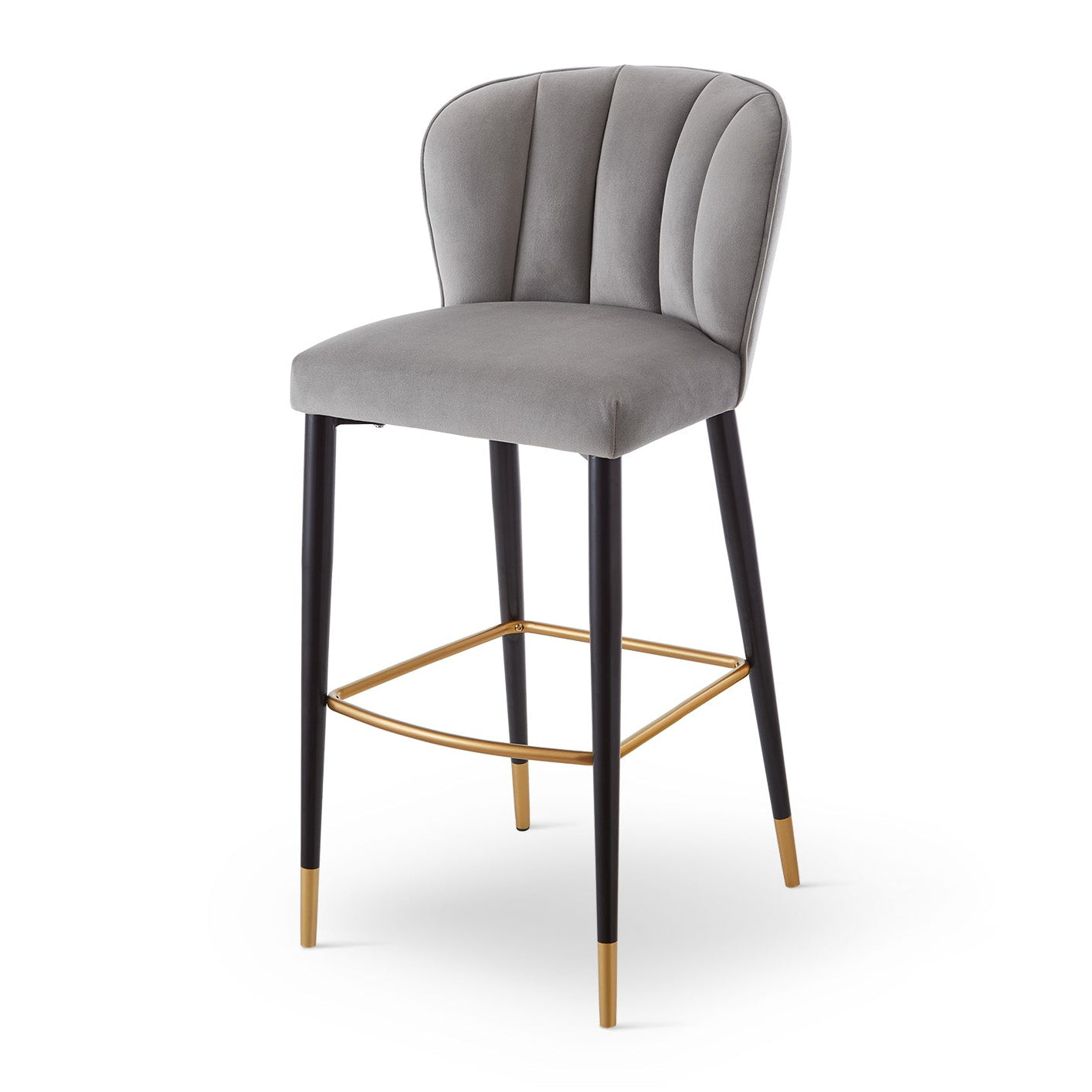 Maya Megan Grey Velvet Bar Stool