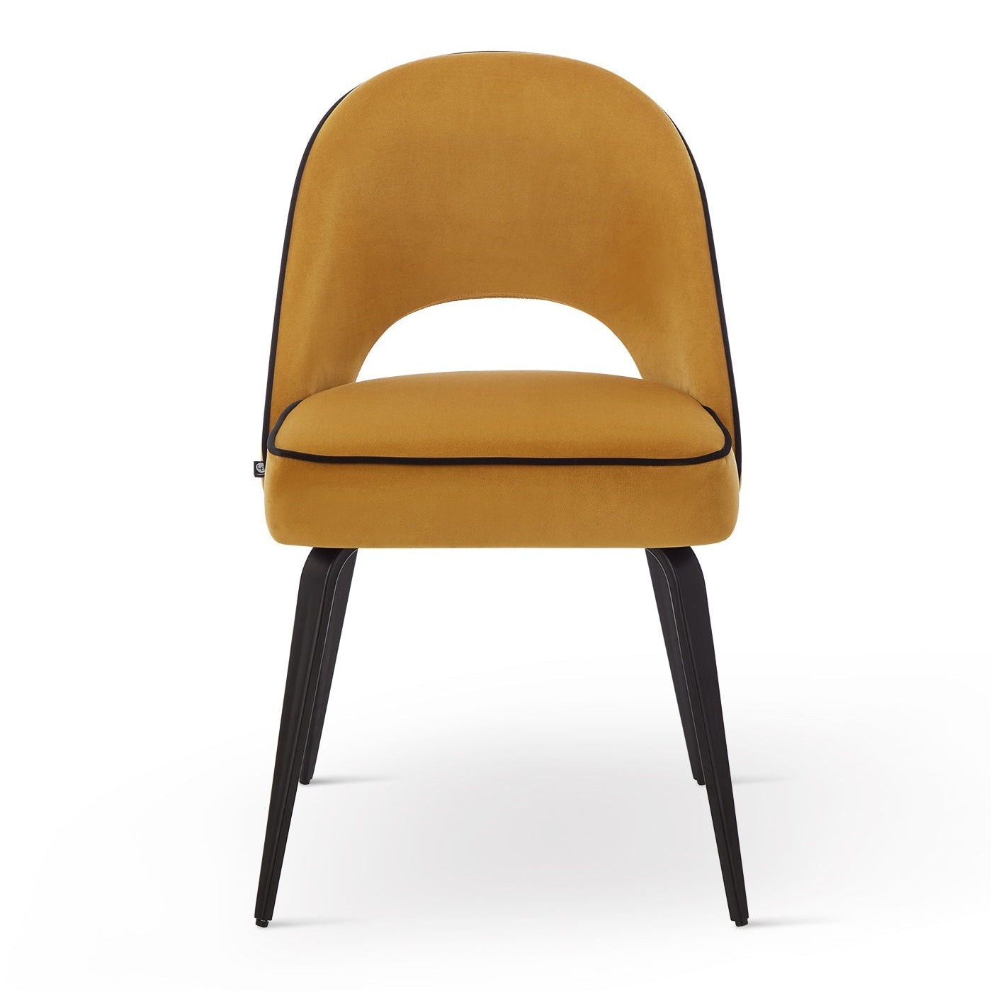 Set of 2 Yves Megan Mustard Yellow Velvet Dining Chairs
