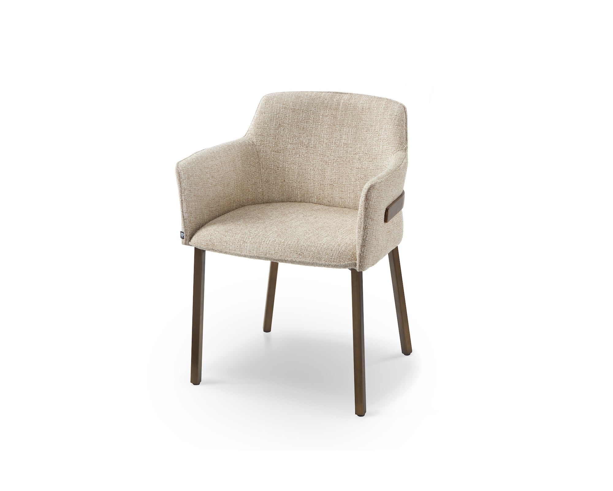 Tessa Dining Chair set of 2 -  Field Beige Fabric & Hairline Antique Brass