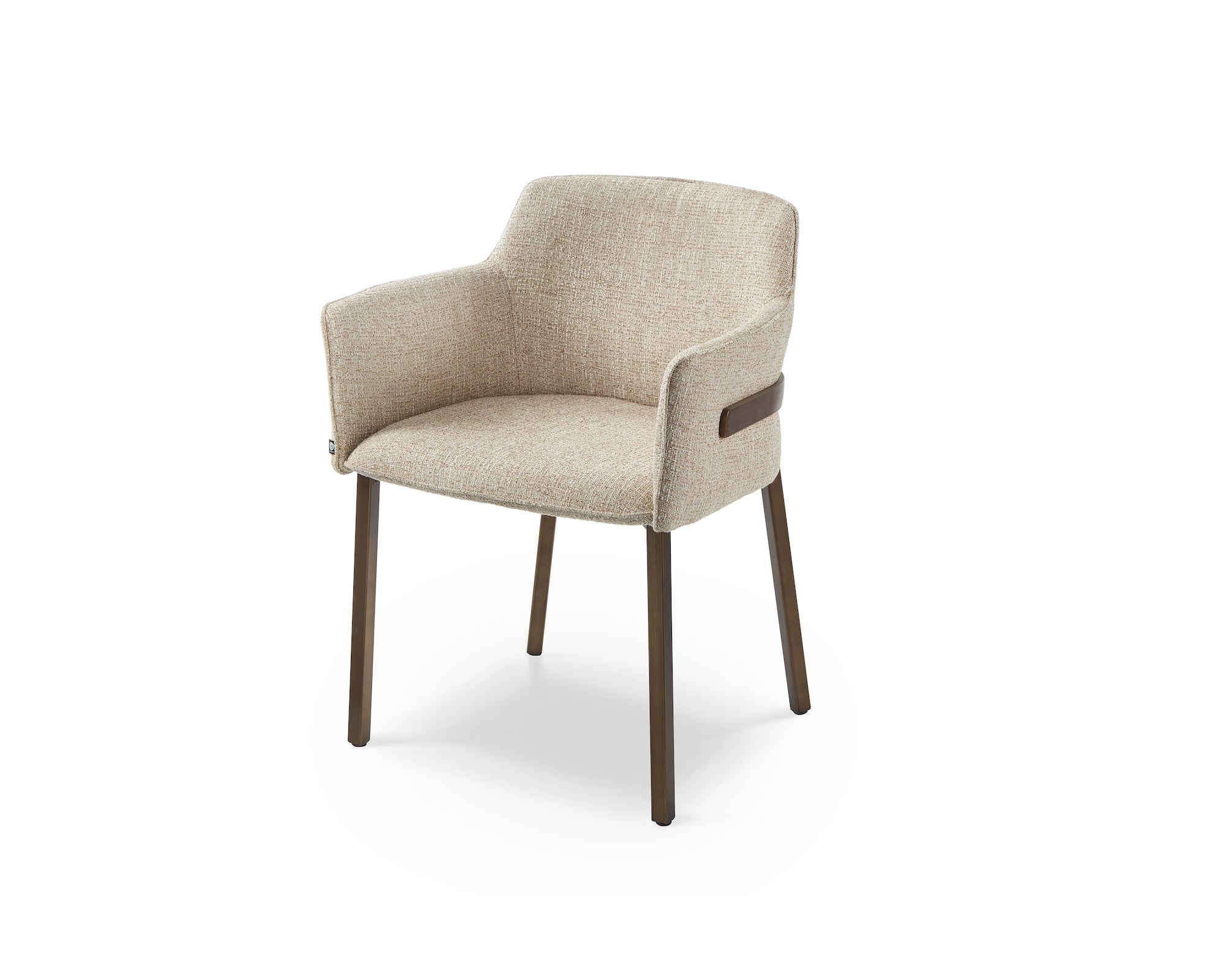 Tessa Dining Chair set of 2 -  Field Beige Fabric & Hairline Antique Brass