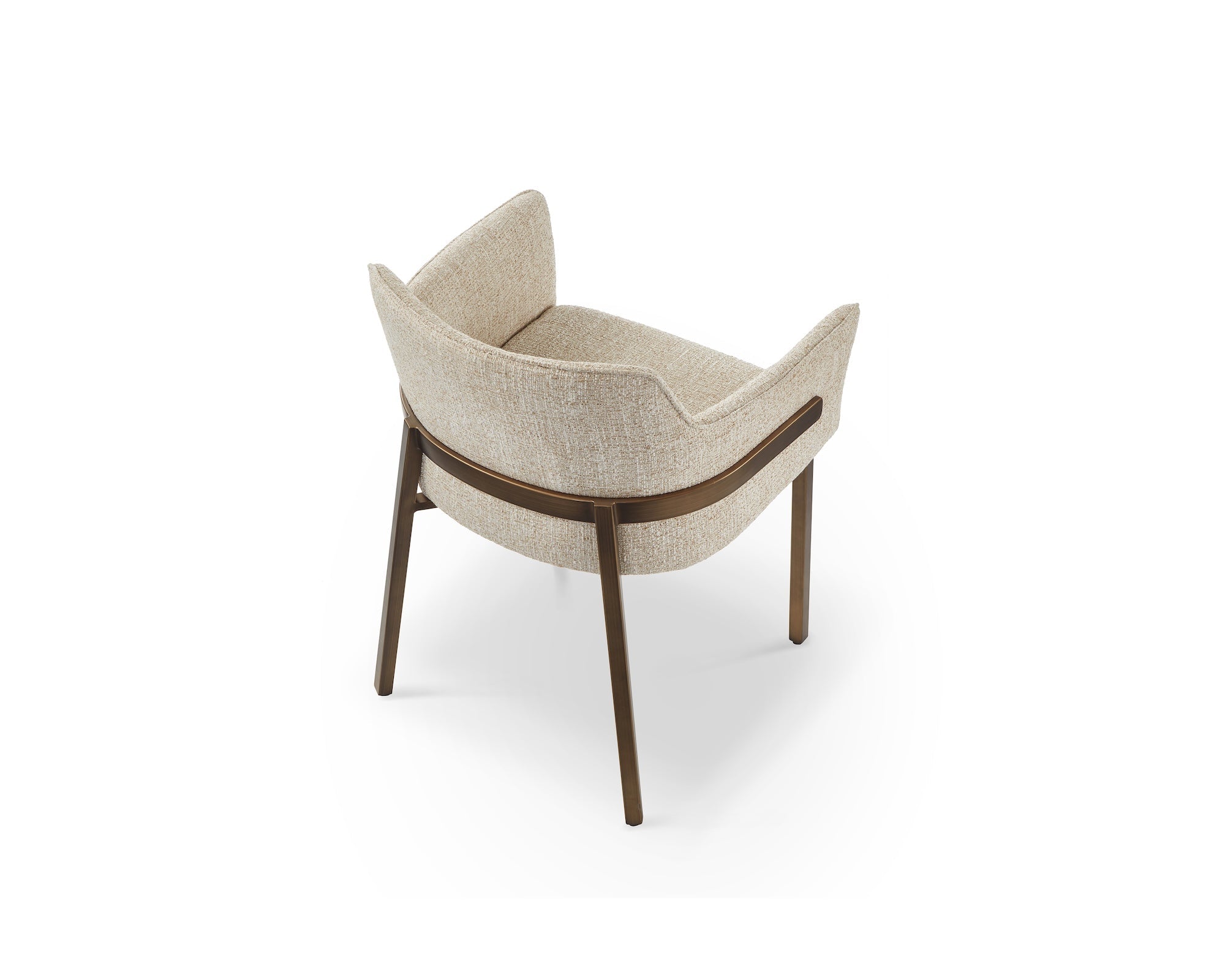 Tessa Dining Chair set of 2 -  Field Beige Fabric & Hairline Antique Brass