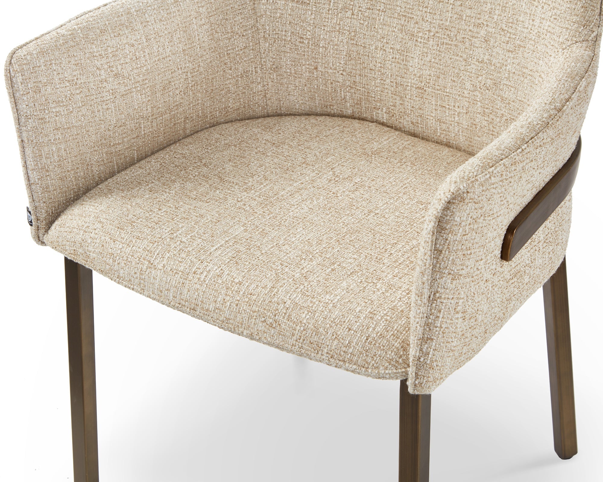 Tessa Dining Chair set of 2 -  Field Beige Fabric & Hairline Antique Brass