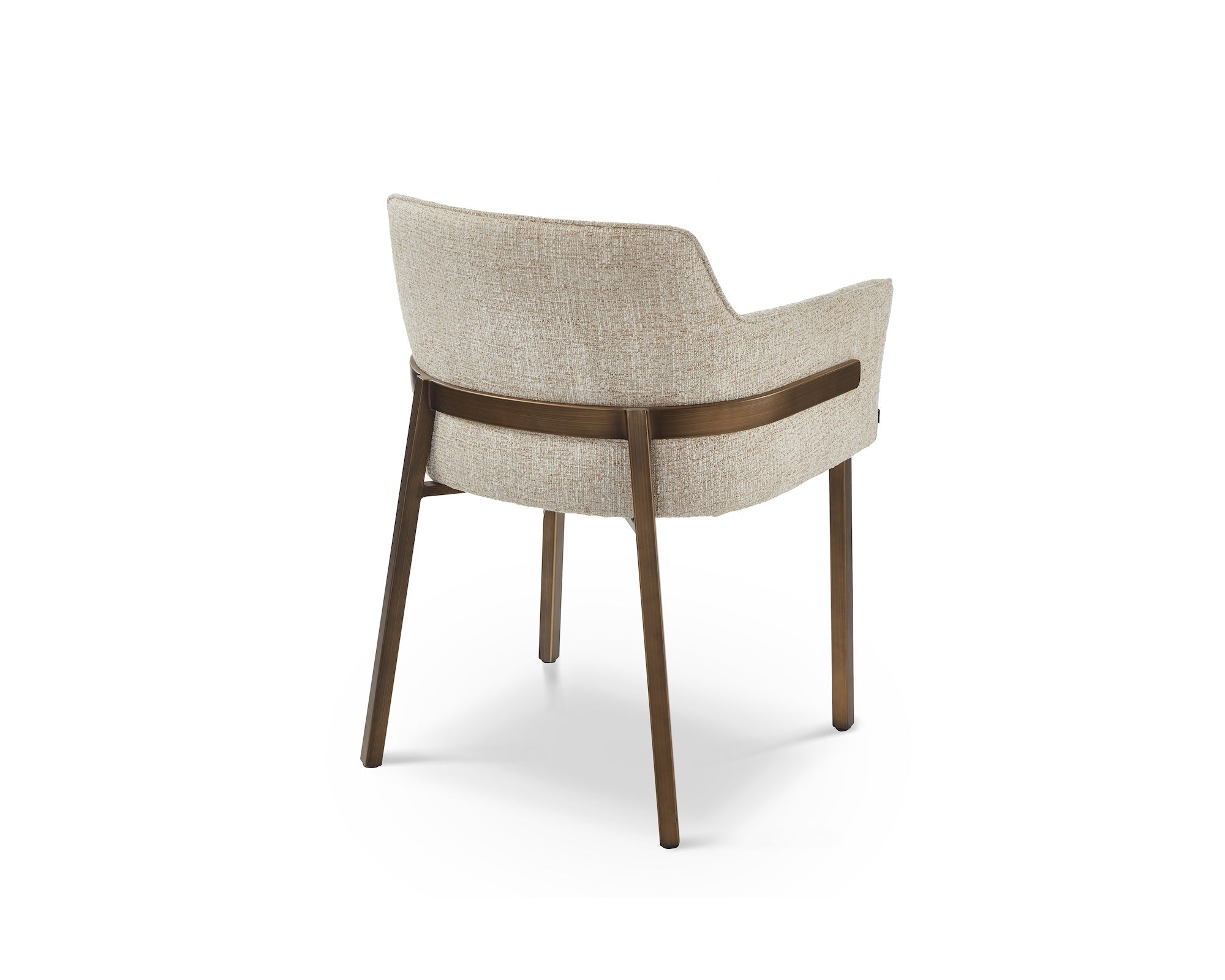 Tessa Dining Chair set of 2 -  Field Beige Fabric & Hairline Antique Brass