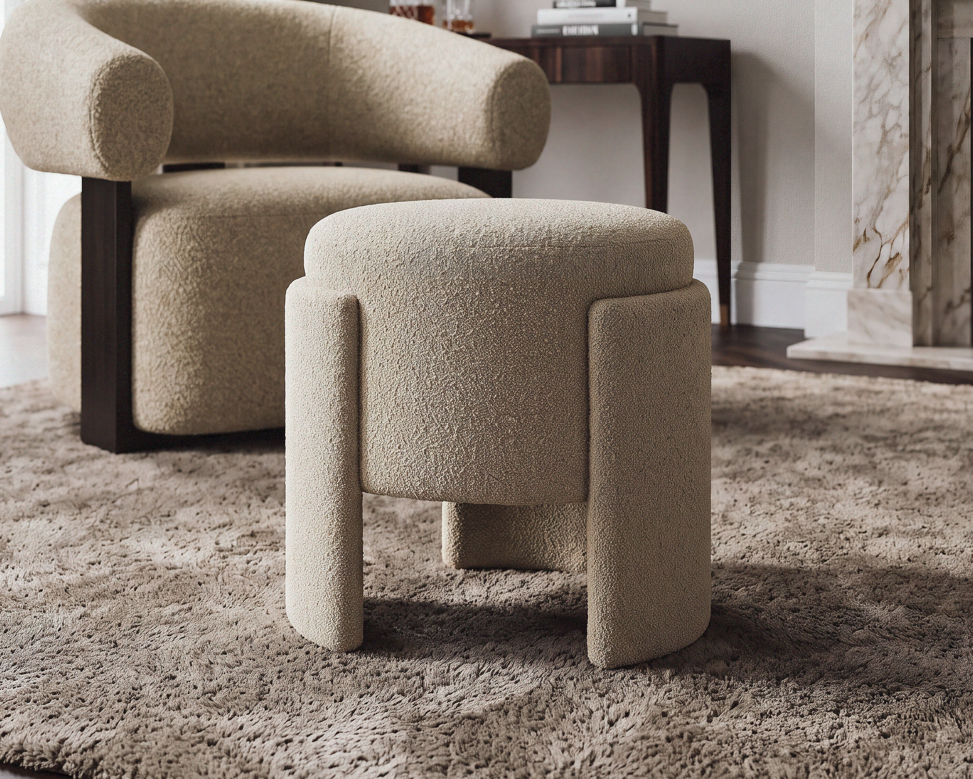 ED Capella Sand Chenille Stool