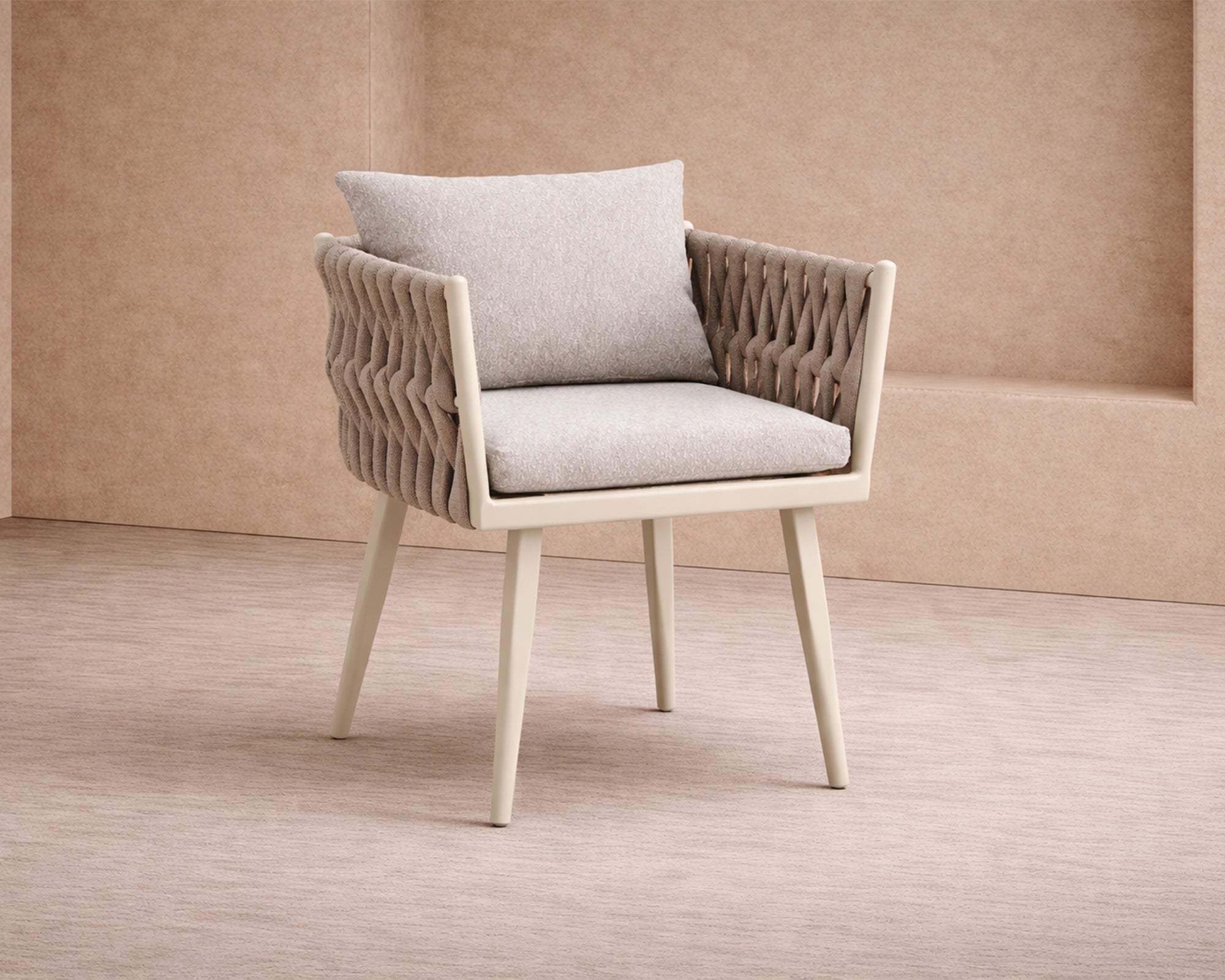 Charly Outdoor Dining Chair - Forest Beige & Warm Ivory