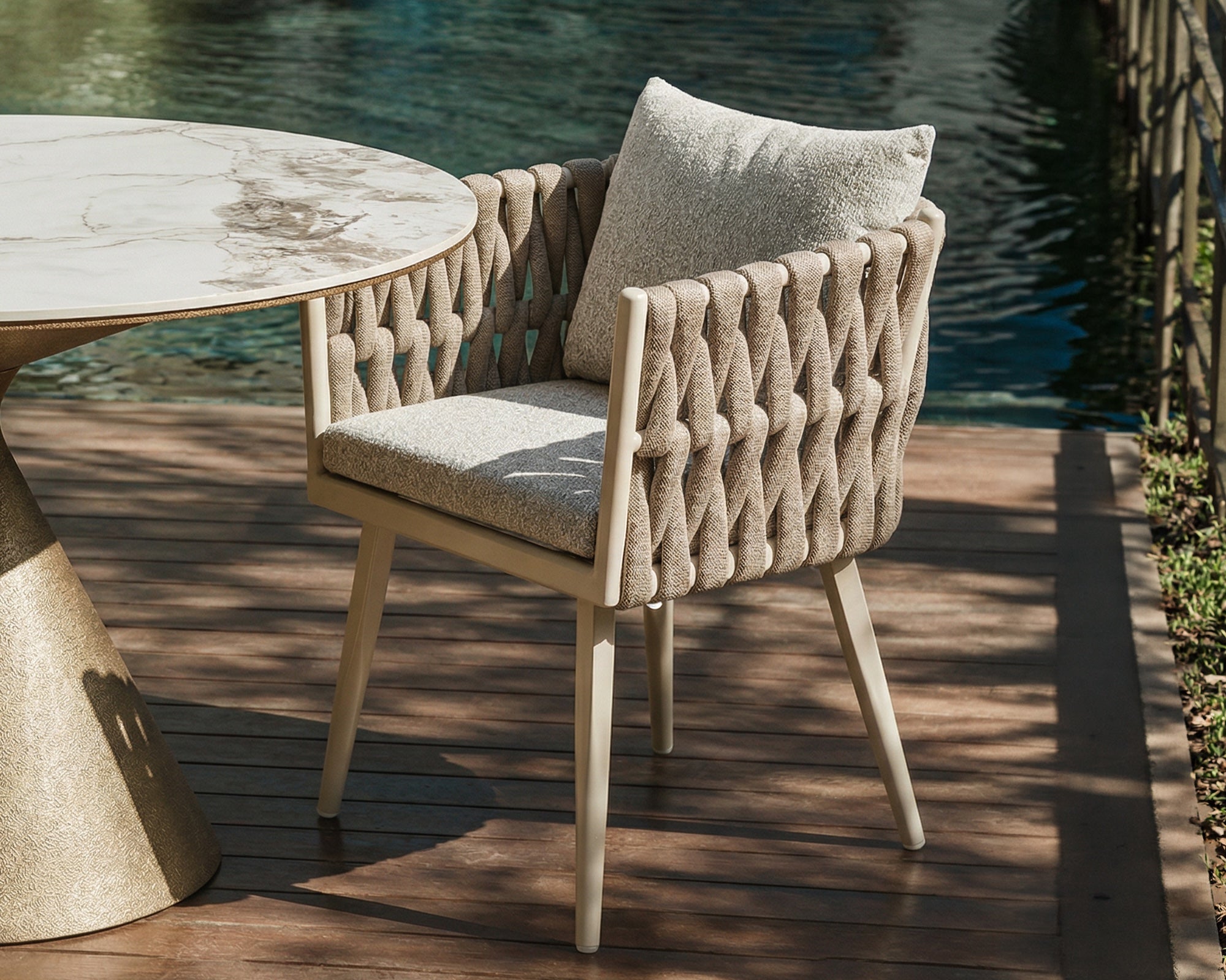 Charly Outdoor Dining Chair - Forest Beige & Warm Ivory