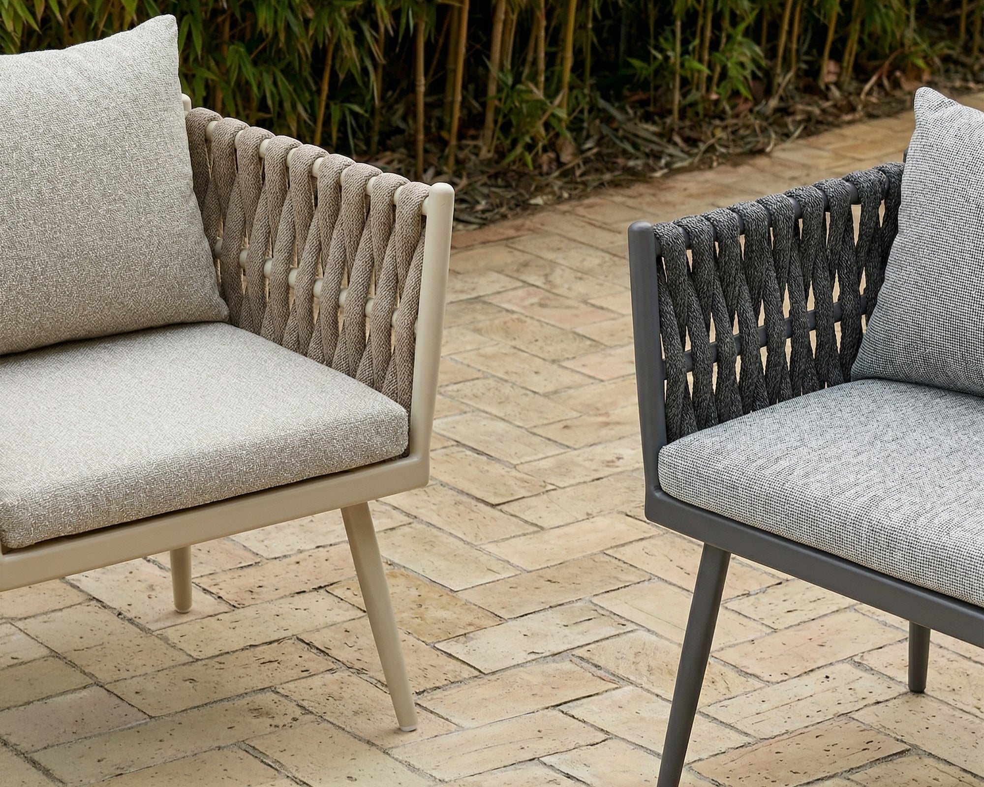 Charly Outdoor Dining Chair - Forest Beige & Warm Ivory