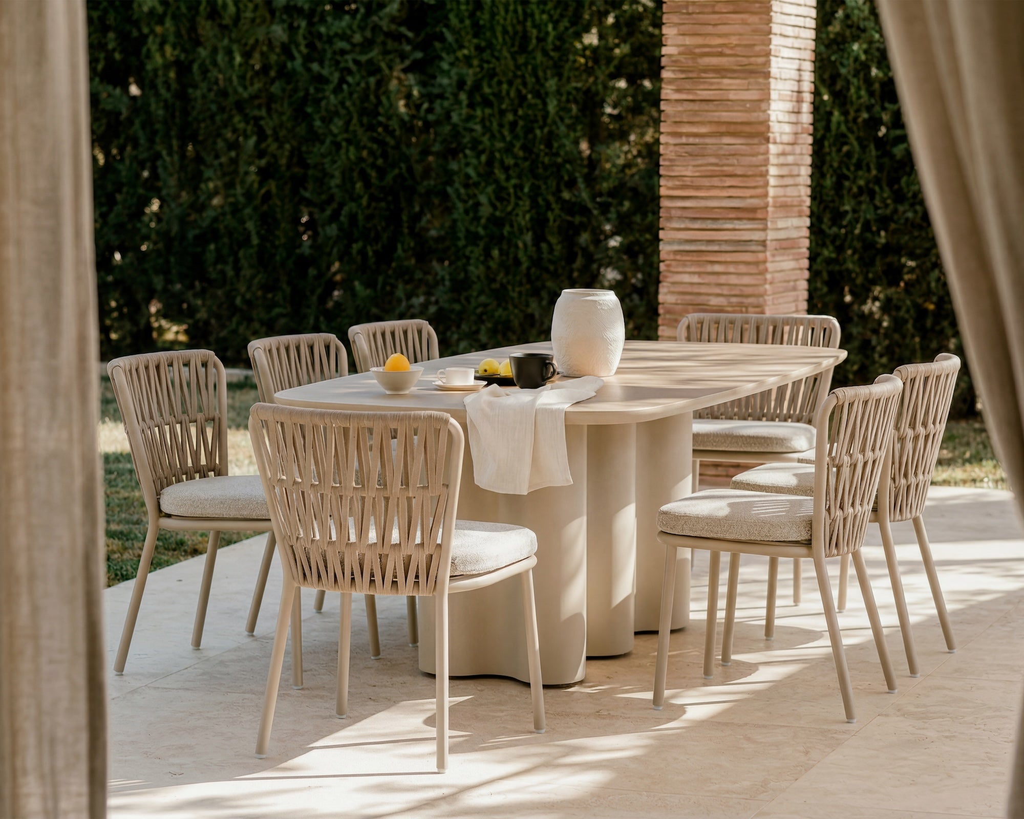 Set of 2 Ariana Outdoor Dining Chairs - Forest Beige & Warm Ivory