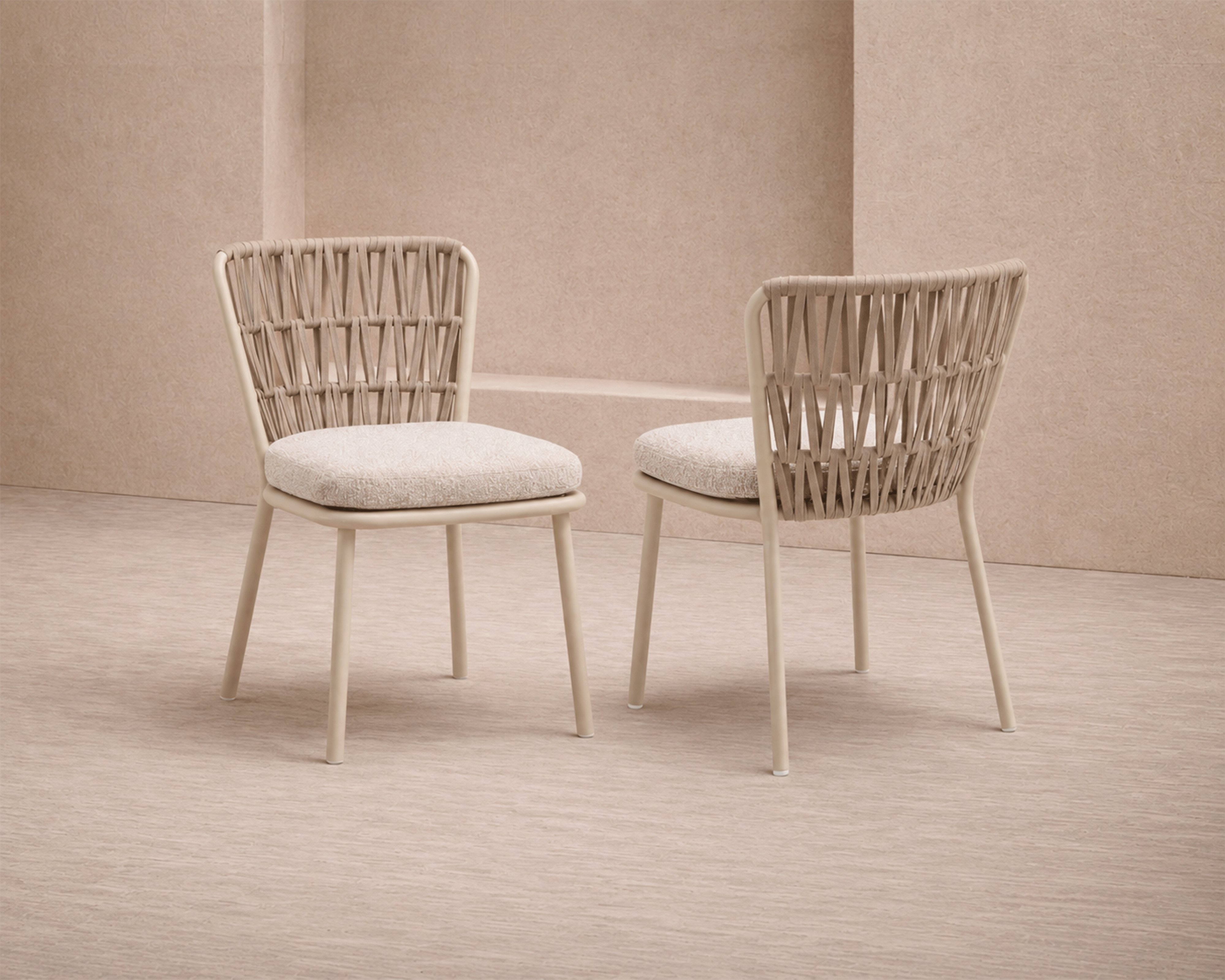 Set of 2 Ariana Outdoor Dining Chairs - Forest Beige & Warm Ivory