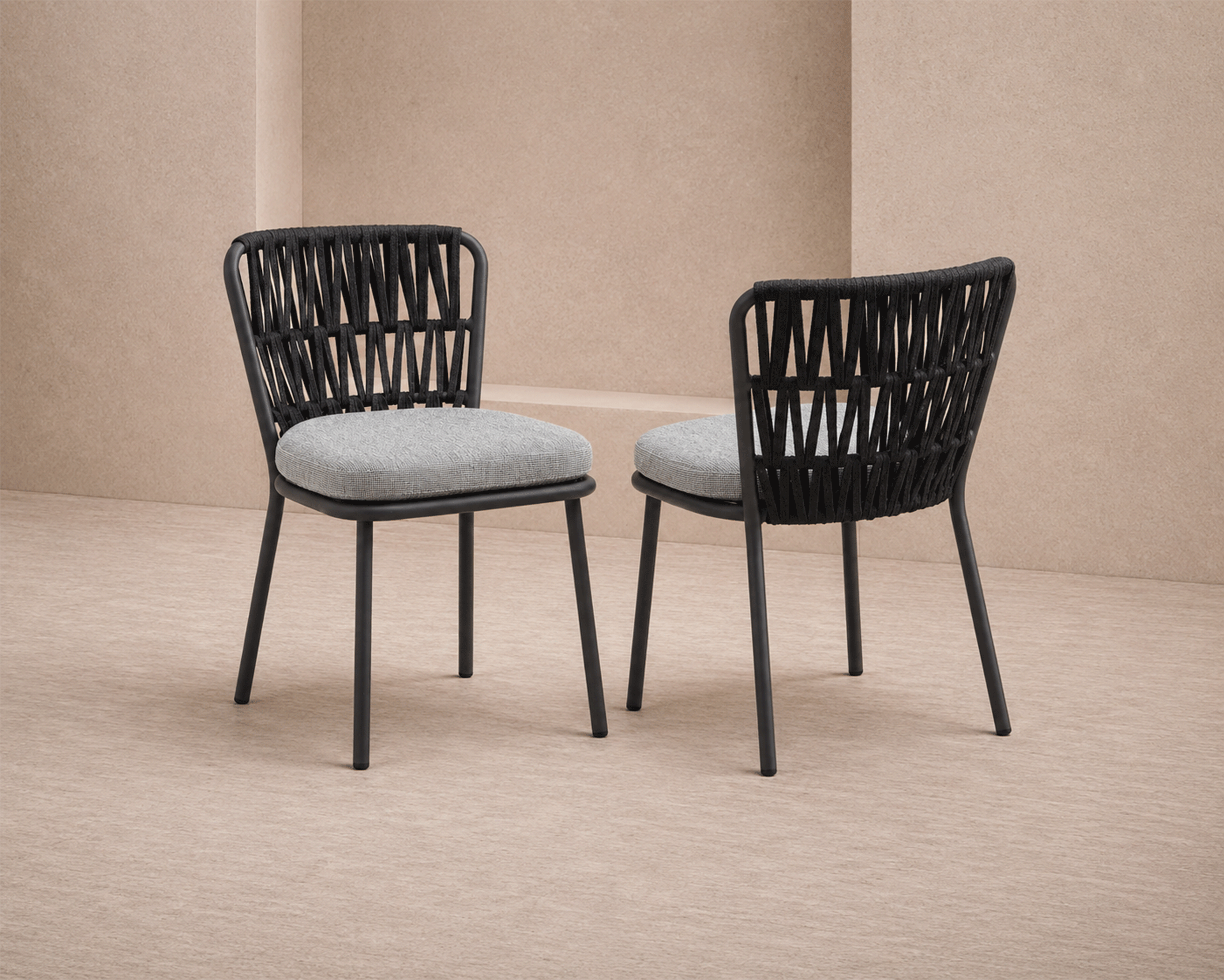 Set of 2 Ariana Outdoor Dining Chairs - Hunter Stone & Charcoal Grey