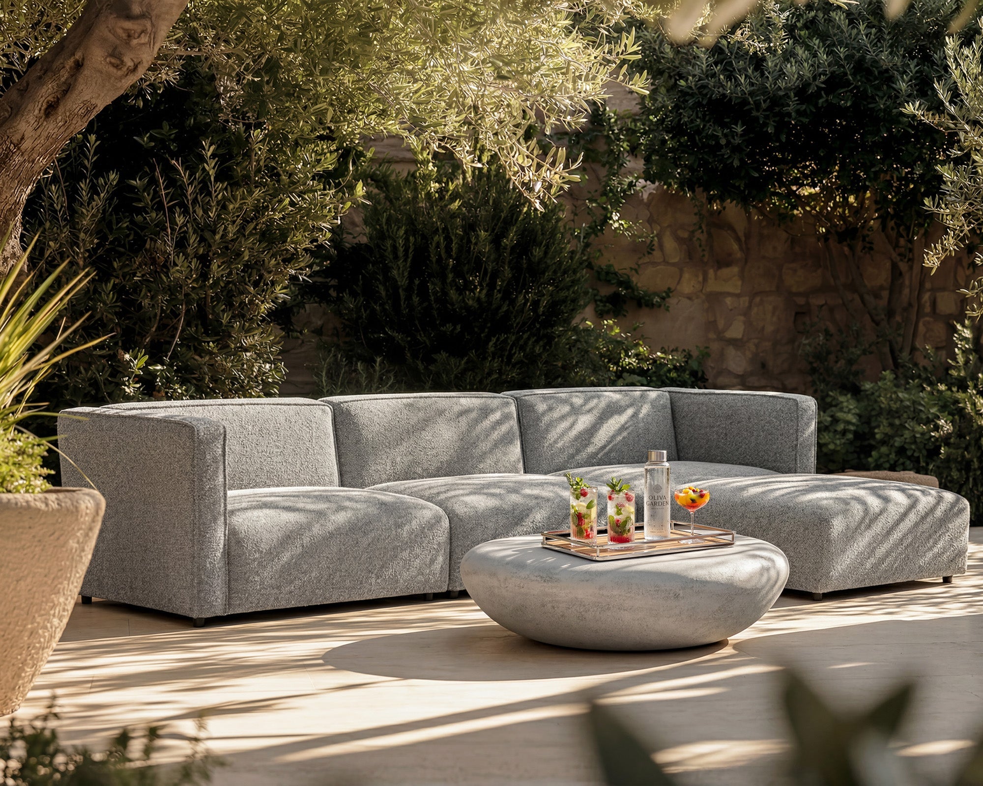 Riviera Outdoor Modular Sofa -  Lima Grey & Deep Charcoal