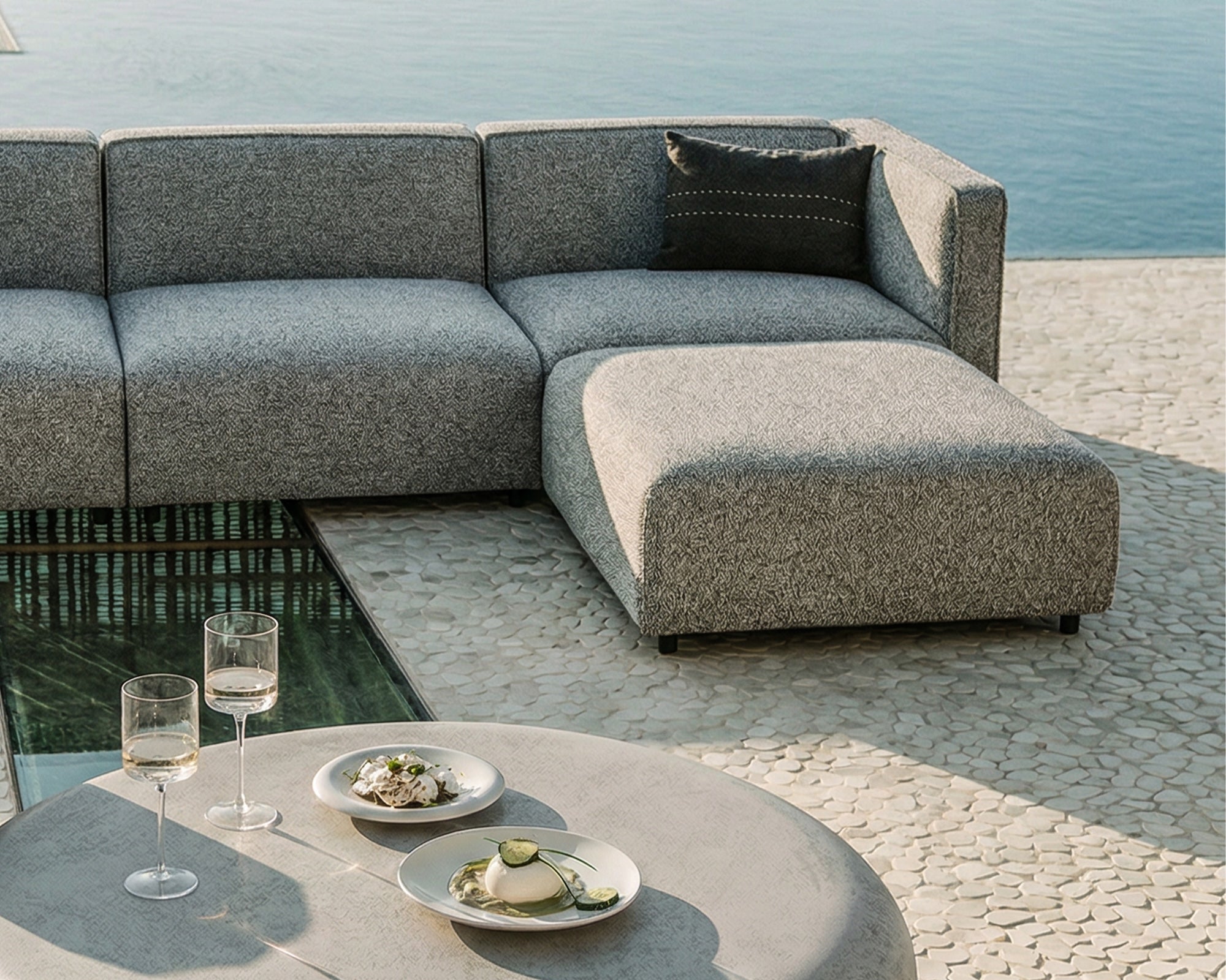 Riviera Outdoor Modular Sofa -  Lima Grey & Deep Charcoal