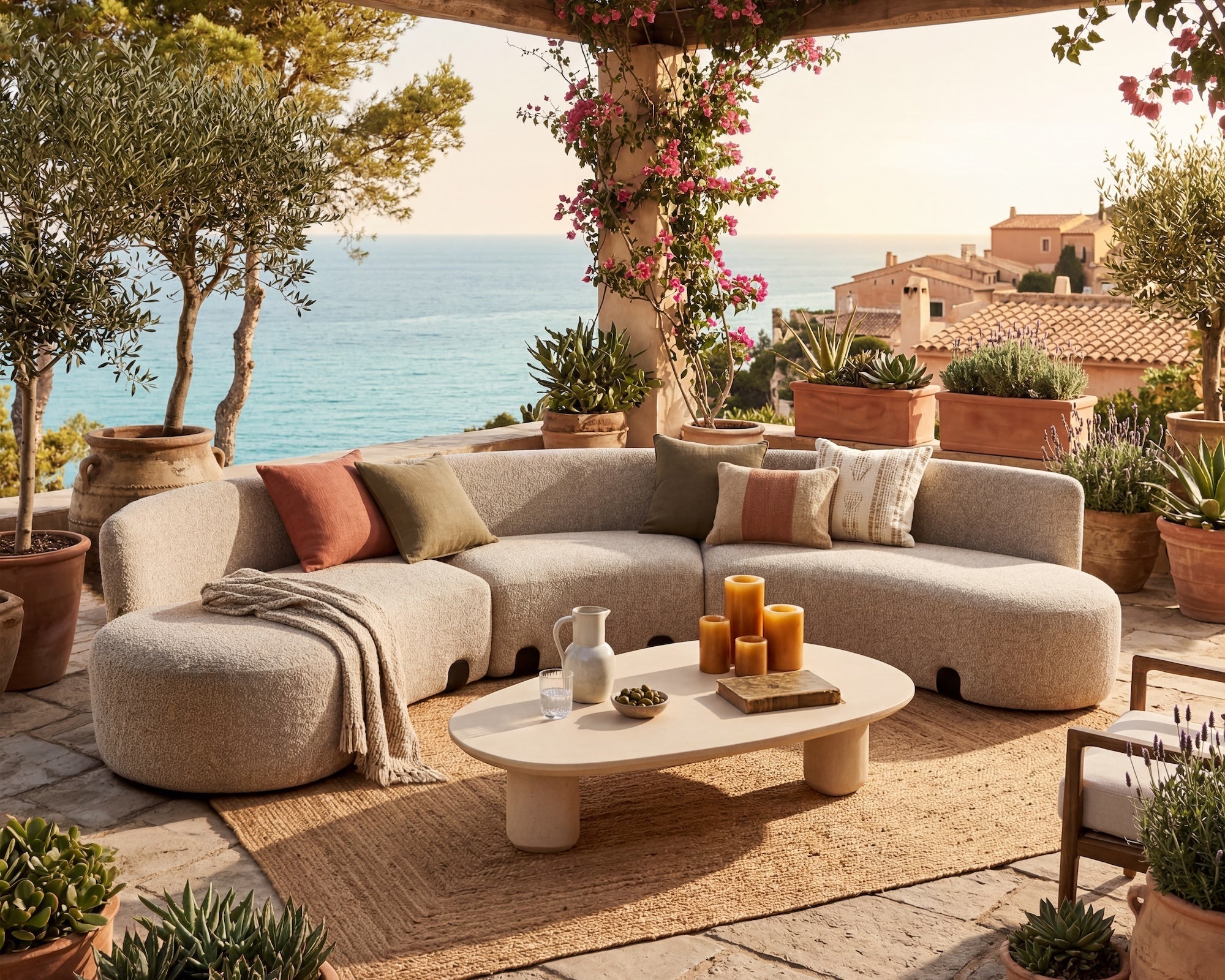 Capri Outdoor Modular Sofa - Lima Beige & Deep Charcoal