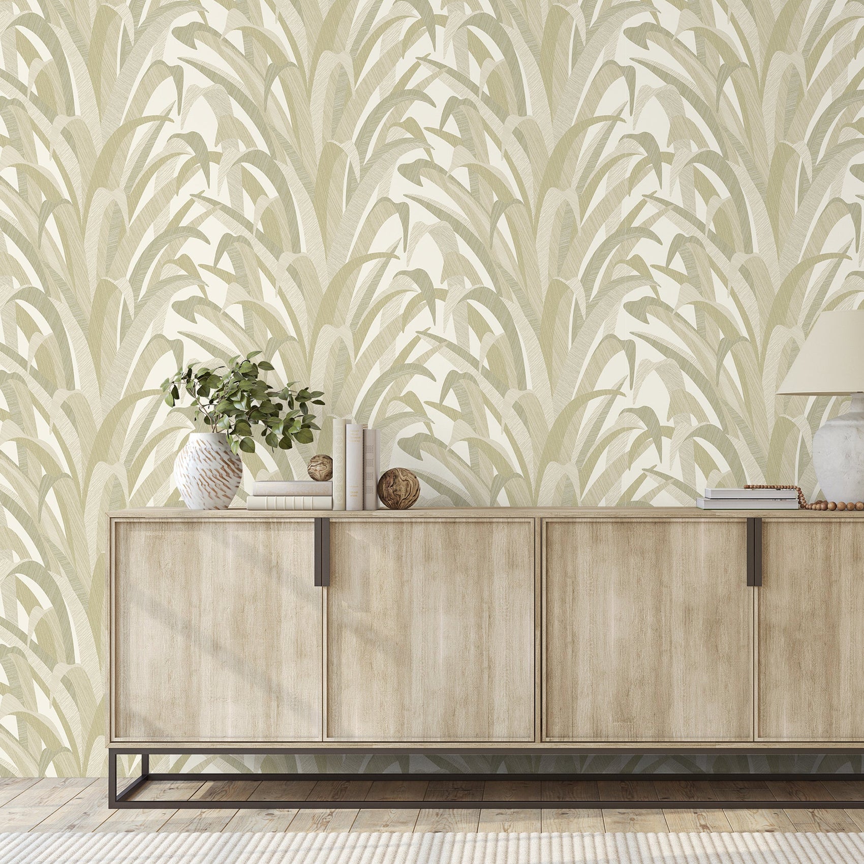 Grandeco Cumaru Olivine Light Green Wallpaper Roll 10m x 53cm