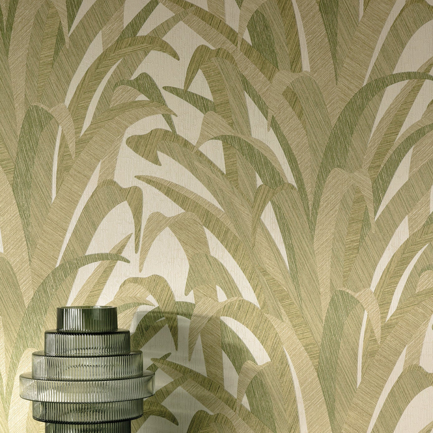 Grandeco Cumaru Olivine Green Wallpaper Roll 10m x 53cm